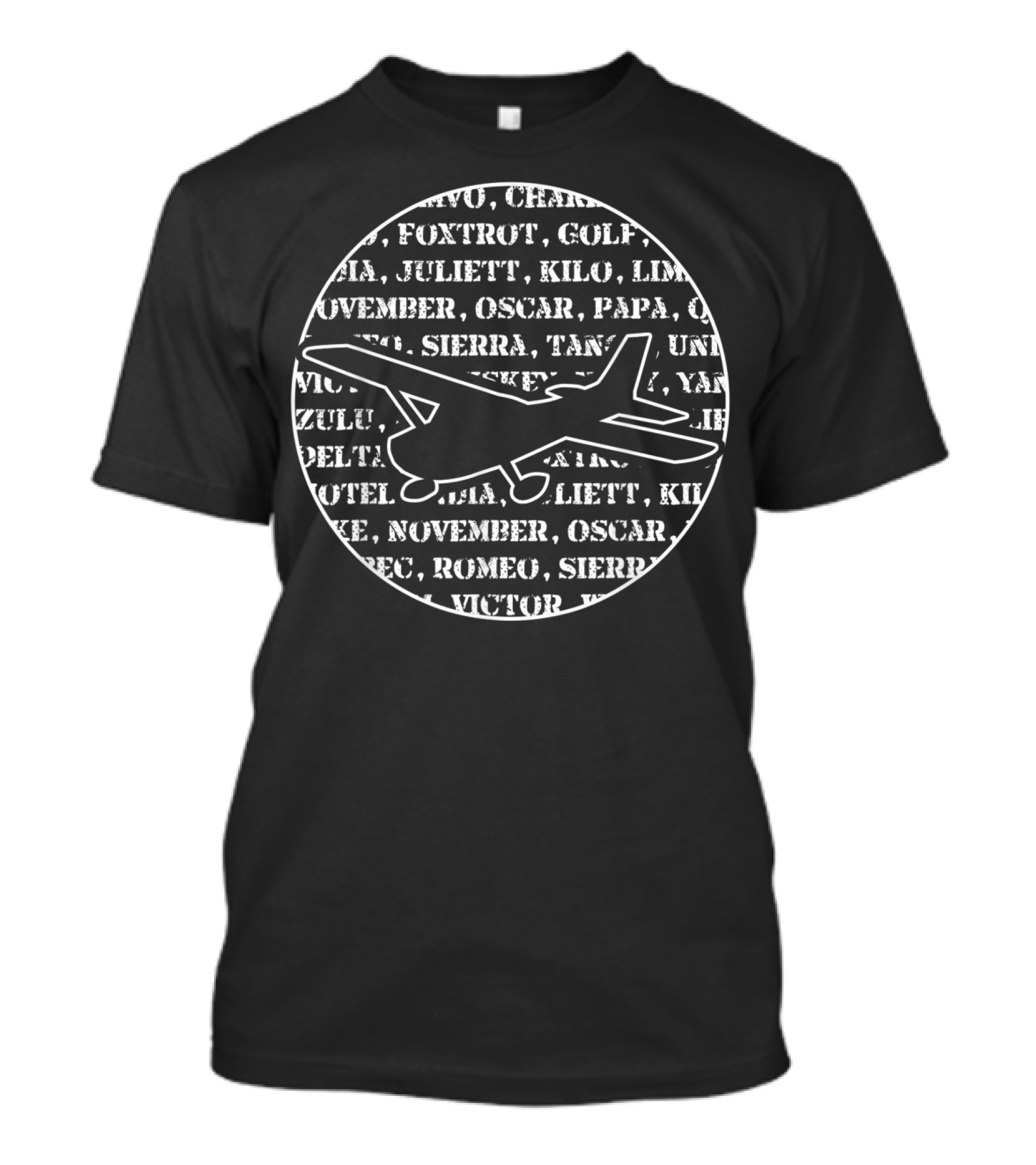 Pilot Aviation Phonetic Alphabet Plane Silhouette Circle T-Shirt