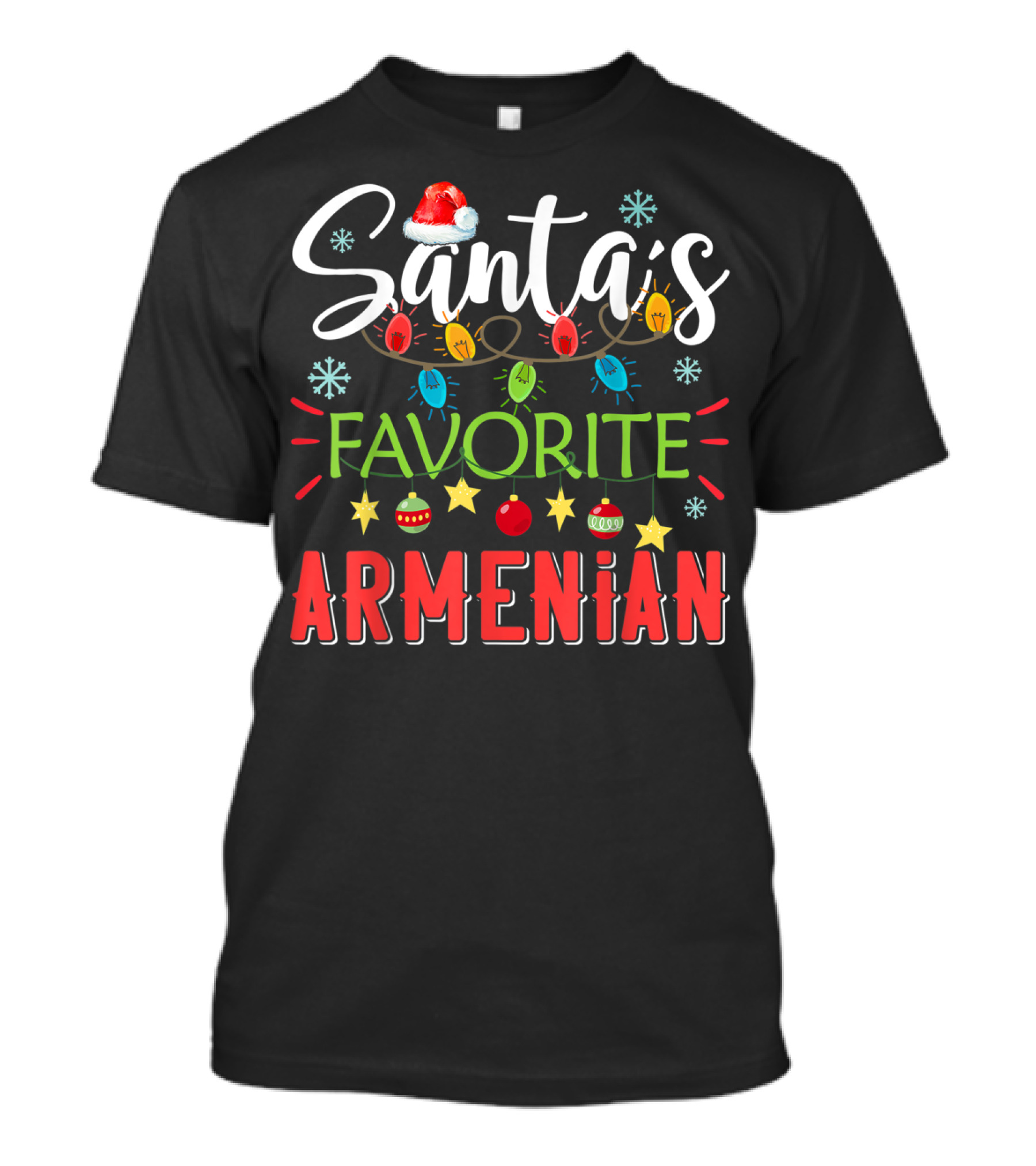 Santa's Favorite Armenian Christmas Lights Santa Hat T-Shirt