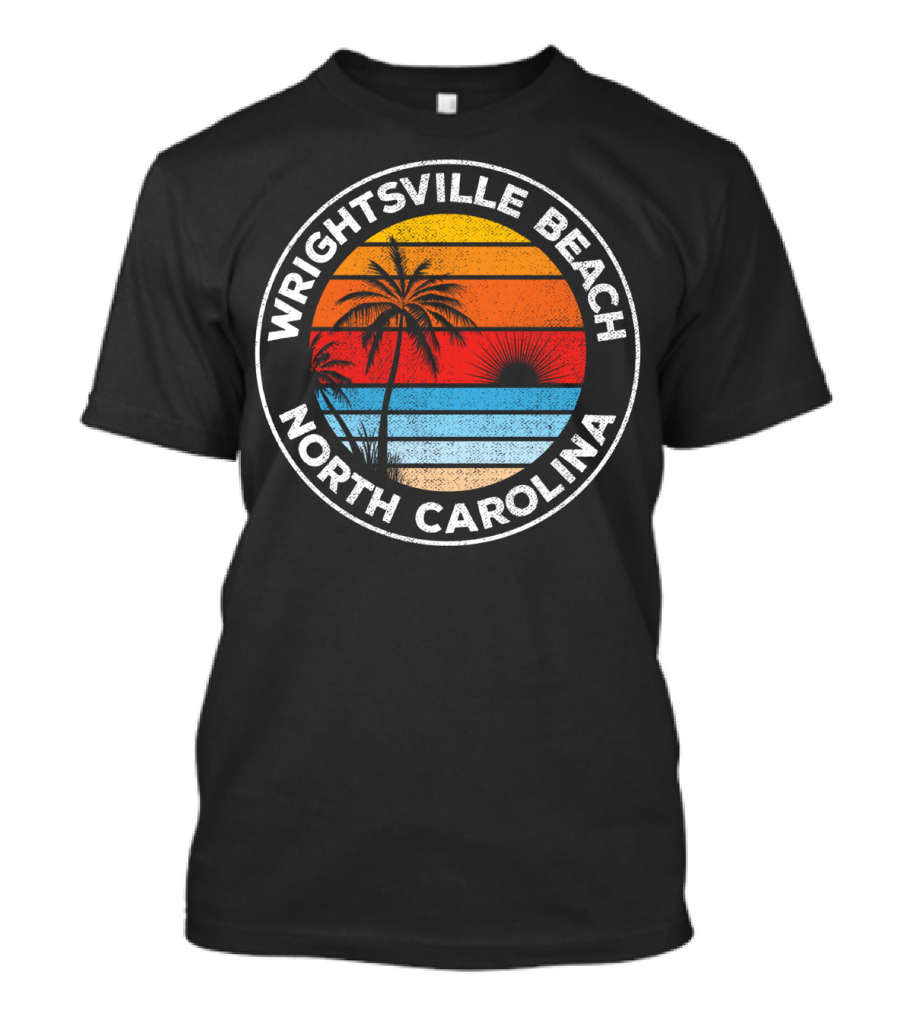 Wrightsville Beach North Carolina Sunset Palm Retro T-Shirt