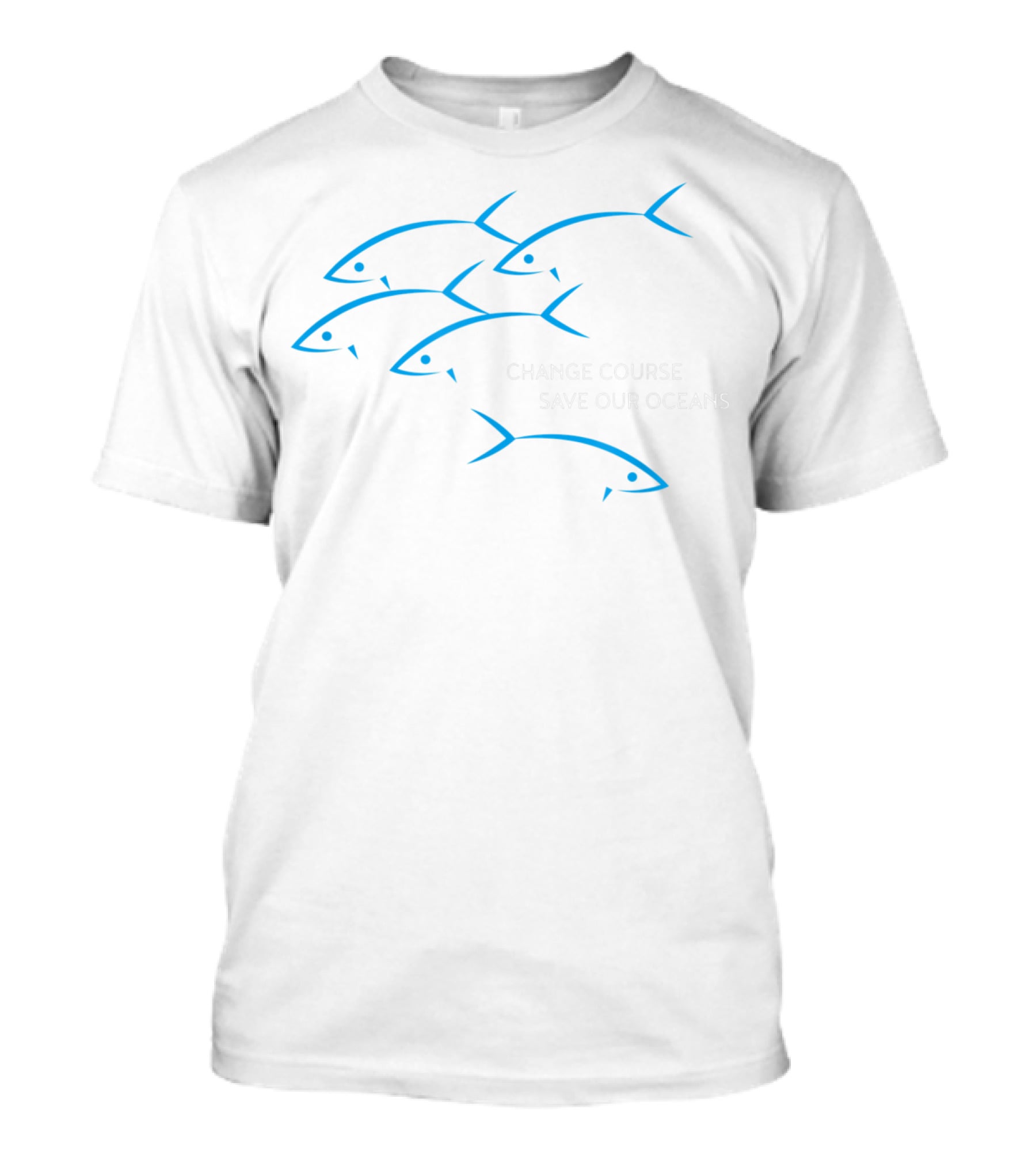 Change Course Save Our Oceans Fish Outline In Blue T-Shirt