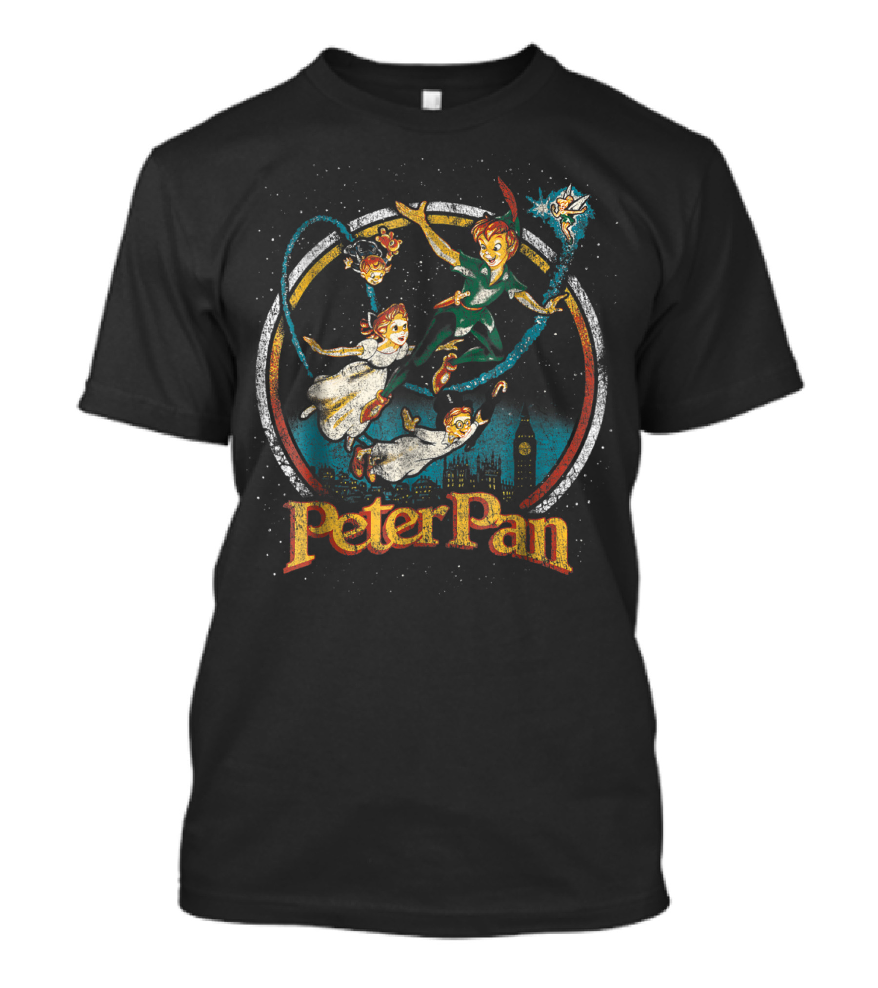 Peter Pan Flying Over London With Tinkerbell And Friends Disney T-Shirt