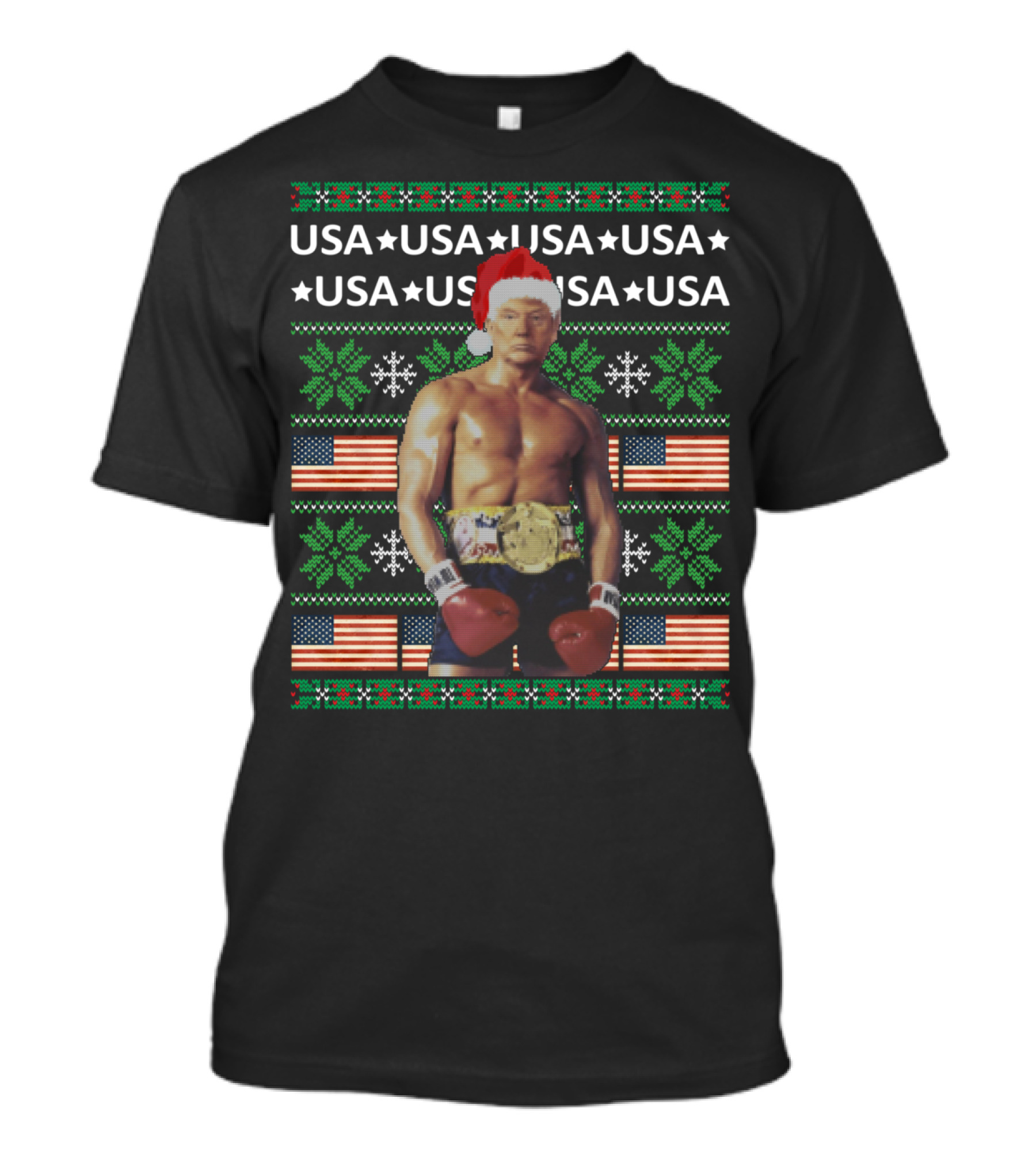 USA Boxing Champion Christmas Santa T-Shirt