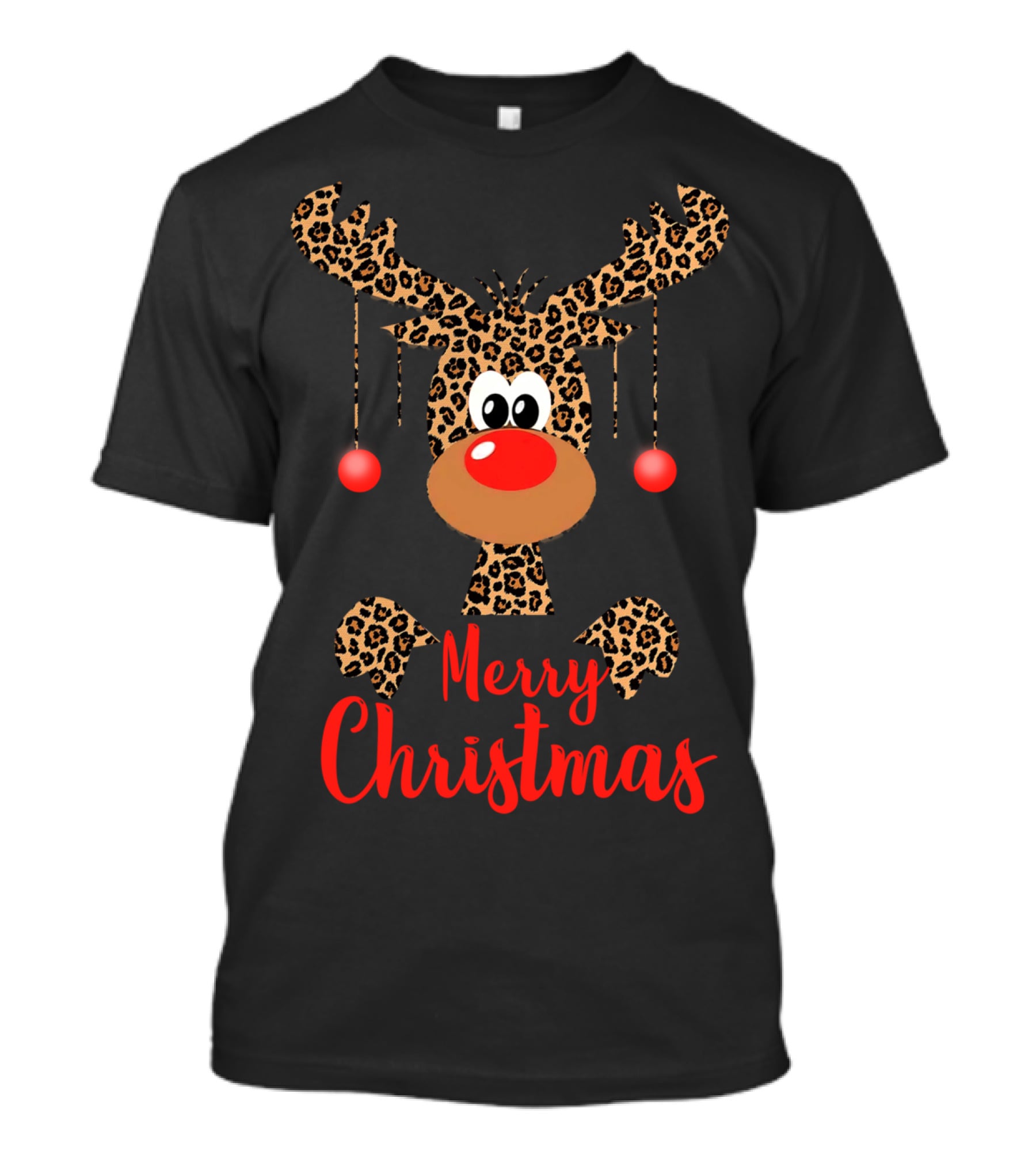 Merry Christmas Funny Reindeer Face Rudolph Deer T-Shirt