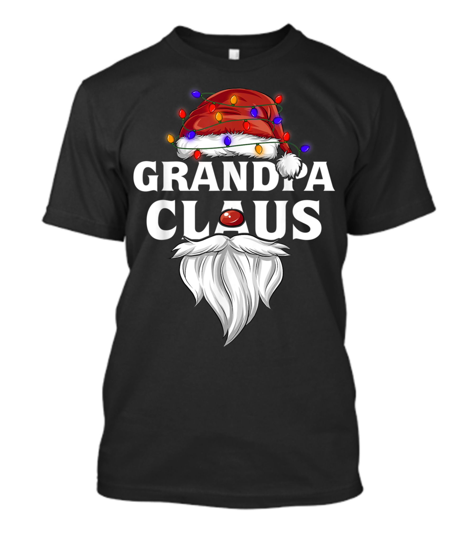Grandpa Claus Santa Hat Christmas Lights Beard T-Shirt