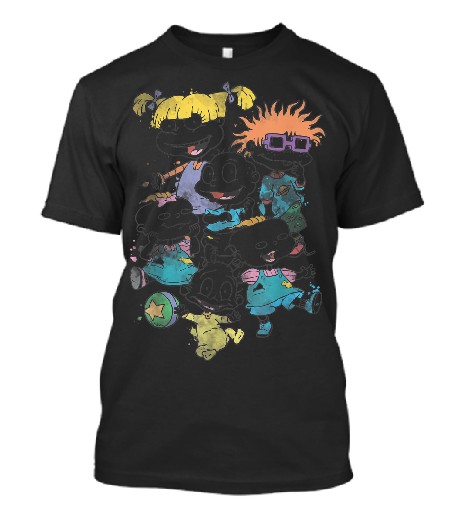 Rugrats Baby Group Watercolor Characters With Bright Outfits And Playful Expressions T-Shirt