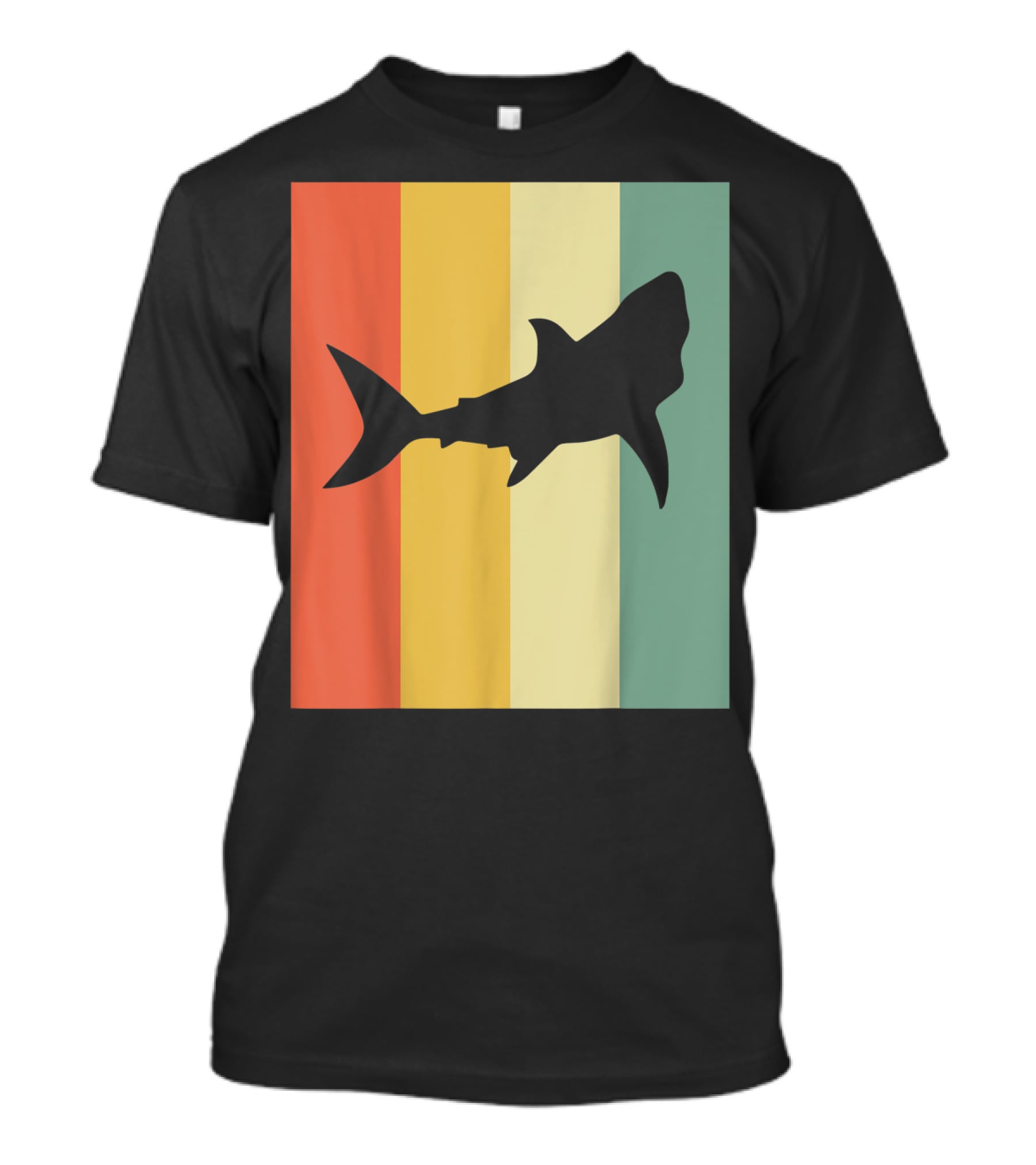 Shark Silhouette Retro Stripes T-Shirt