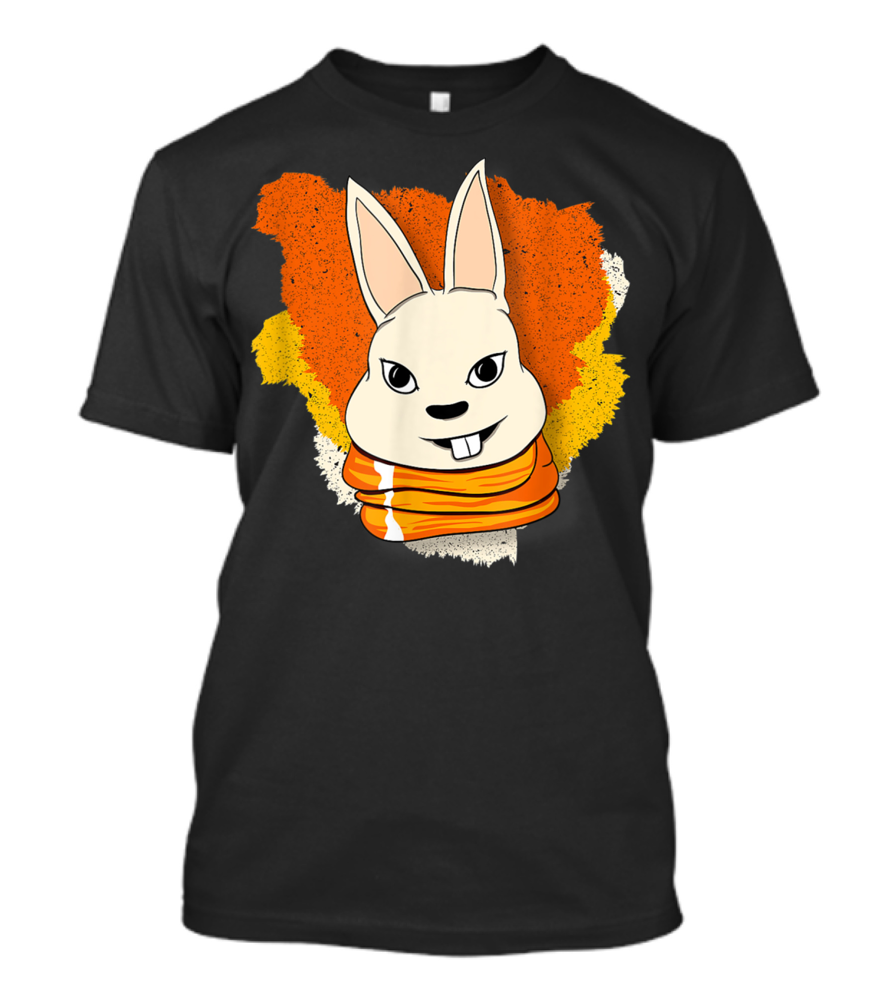 Bunny And Women For Easter Bunny Iconic Rabbit Illustration On Vibrant Orange Yellow Background T-Shirt