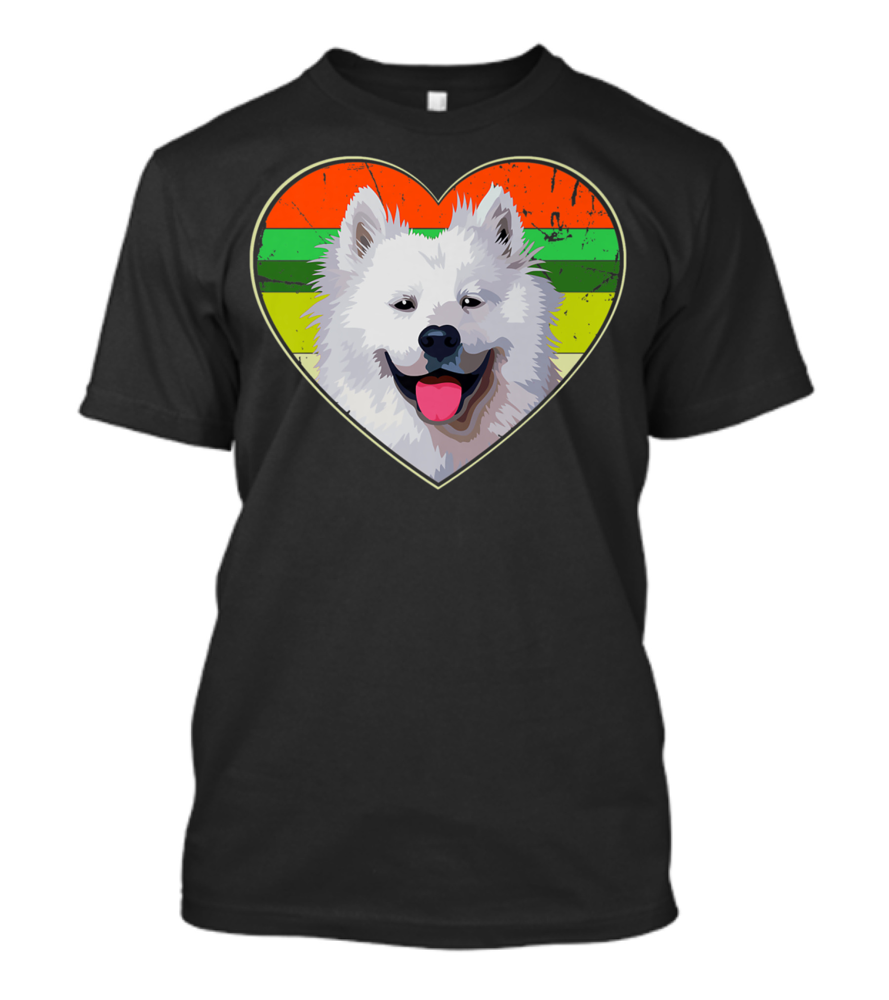 Heart American Eskimo Dog Rainbow Stripes T-Shirt