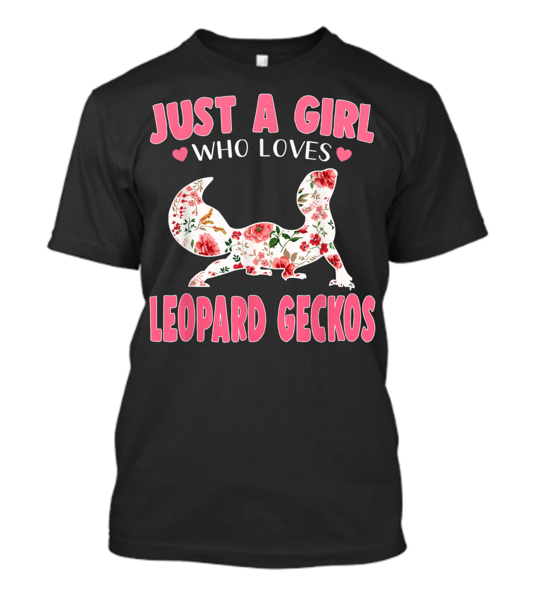 Just A Girl Who Loves Leopard Geckos Floral Heart T-Shirt
