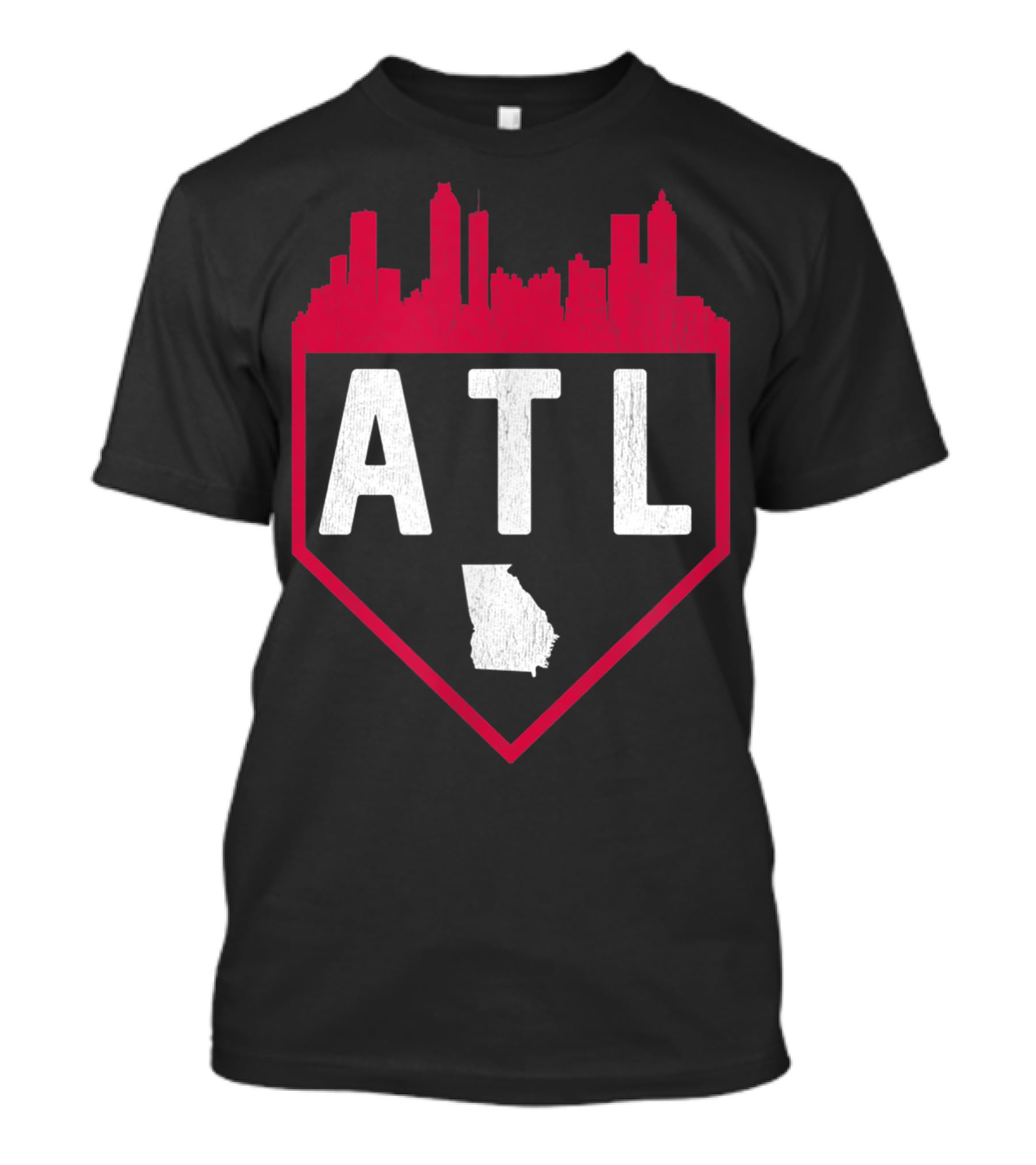 ATL Skyline Home Plate Atlanta Baseball Vintage Georgia T-Shirt