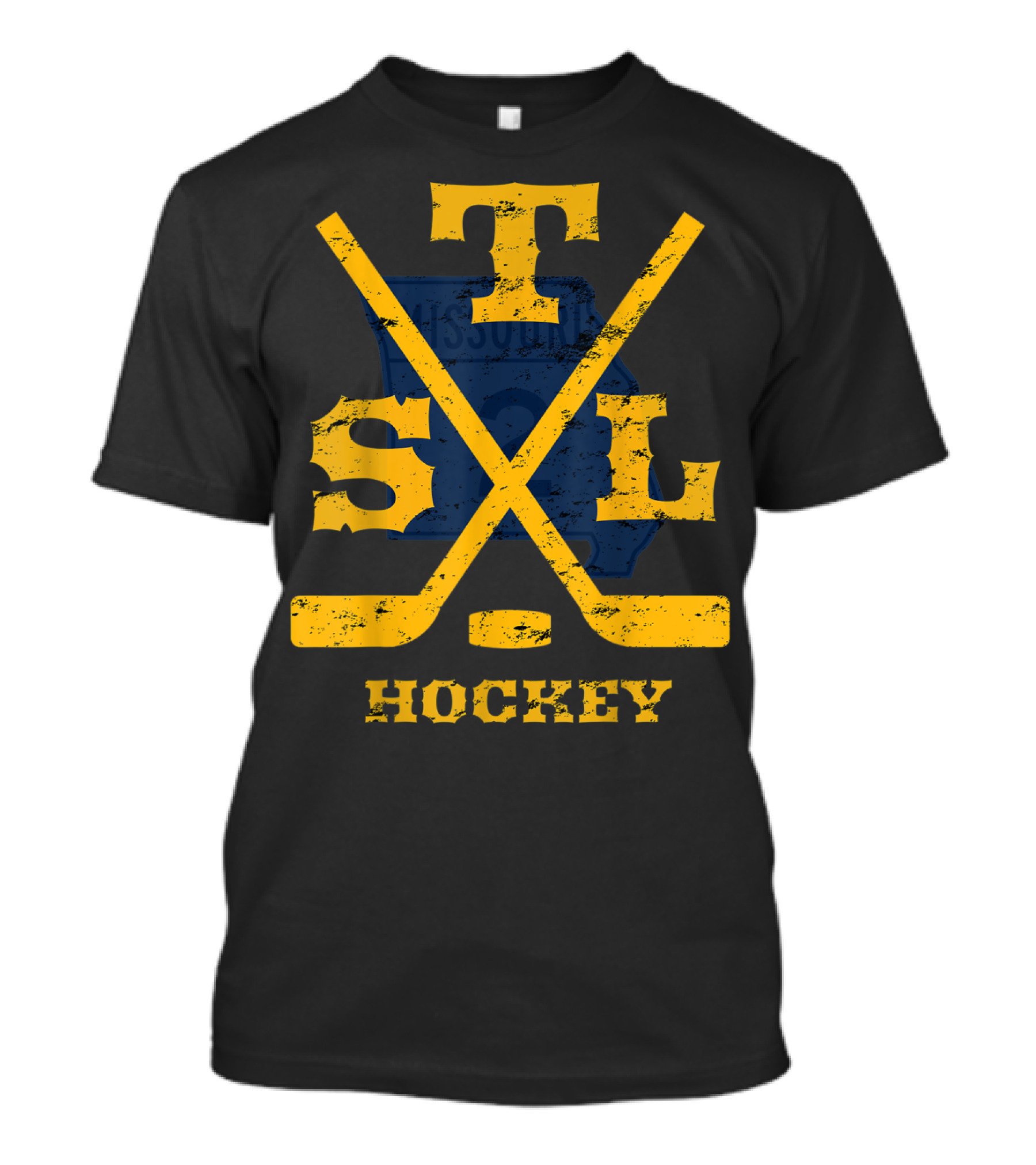 Distressed St Louis Missouri STL Hockey Sticks T-Shirt