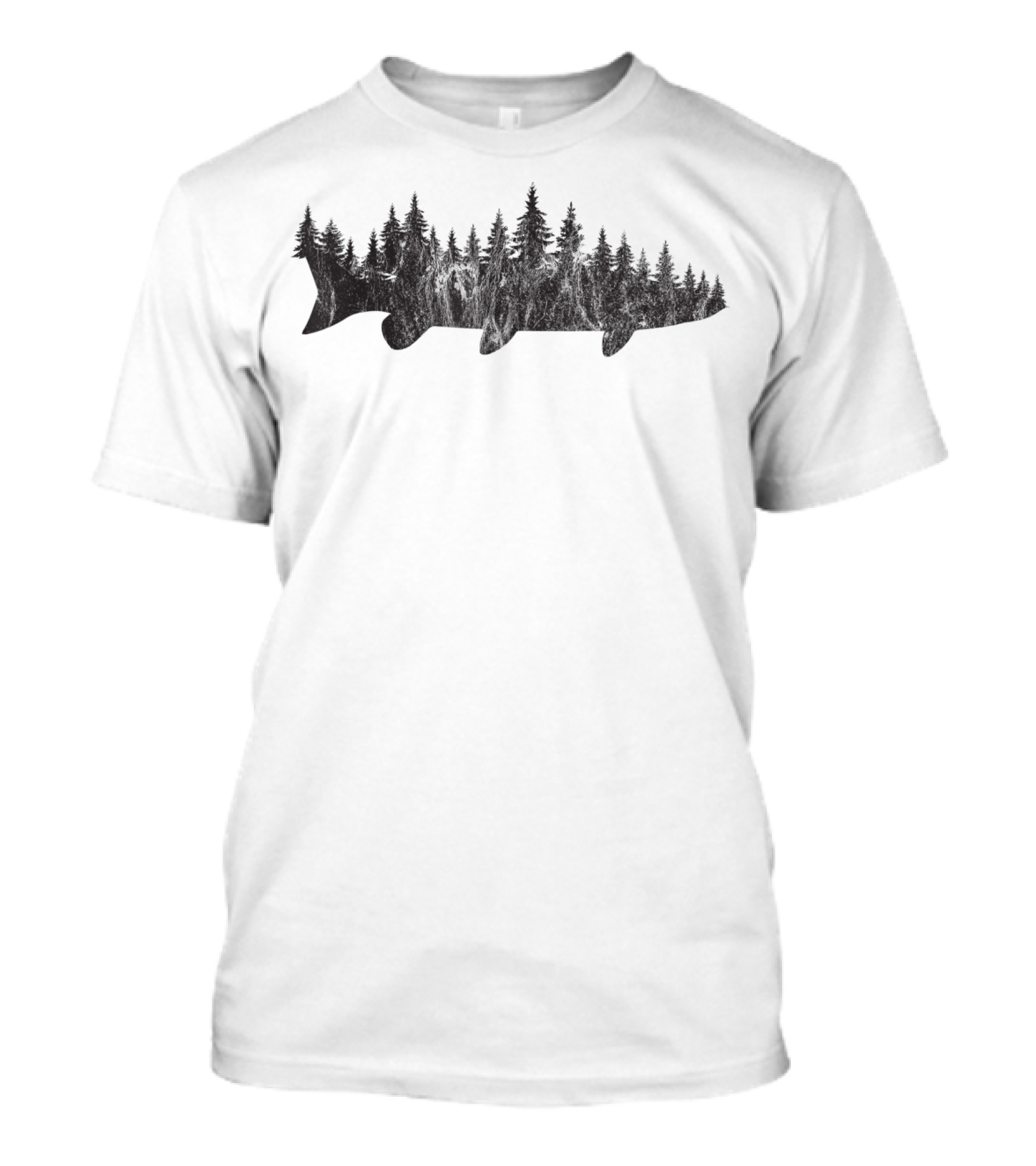 Musky Pine Forest Woodland Fishing Treeline T-Shirt