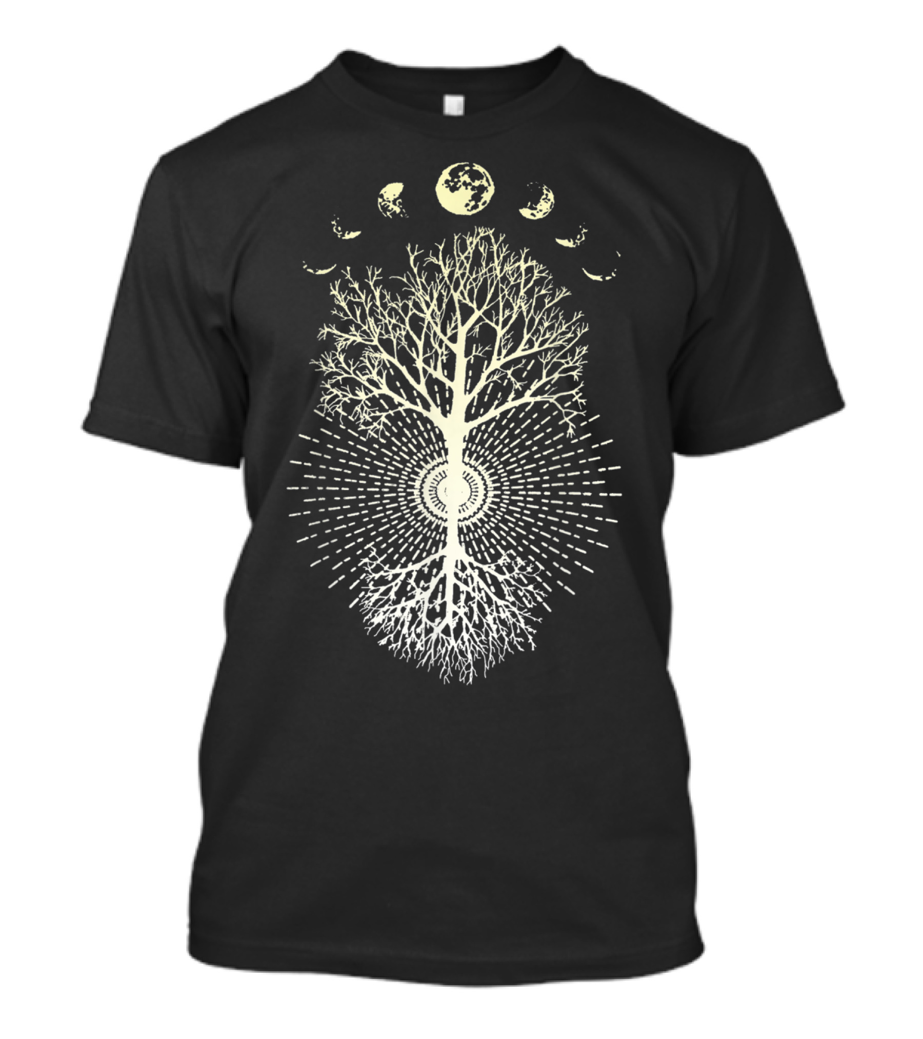 Phases Of The Moon Tree With Radiating Symmetry And Branches T-Shirt