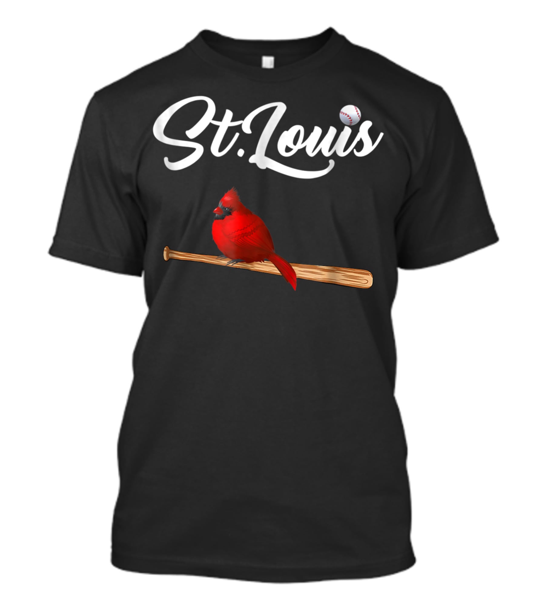 St. Louis Red Cardinal On Baseball Bat With Baseball T-Shirt