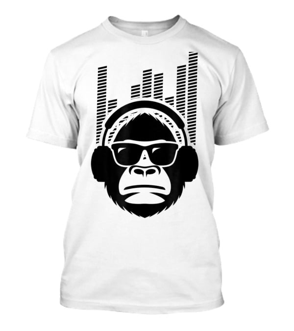 Solid Jammin Monkey Rockin Headphones Shades Music Vibes T-Shirt