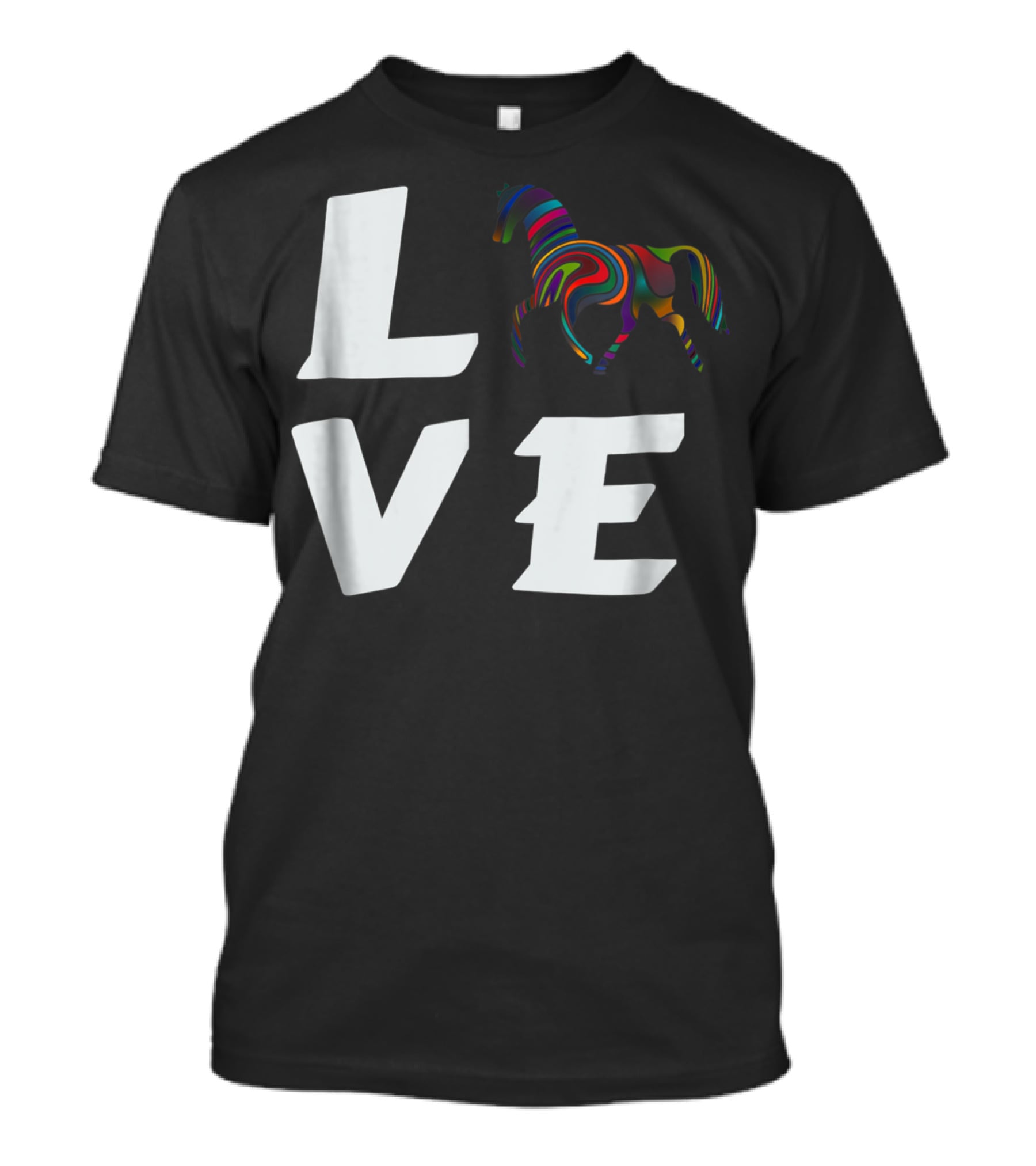 LOVE Girls Love Horses Colorful Horse T-Shirt