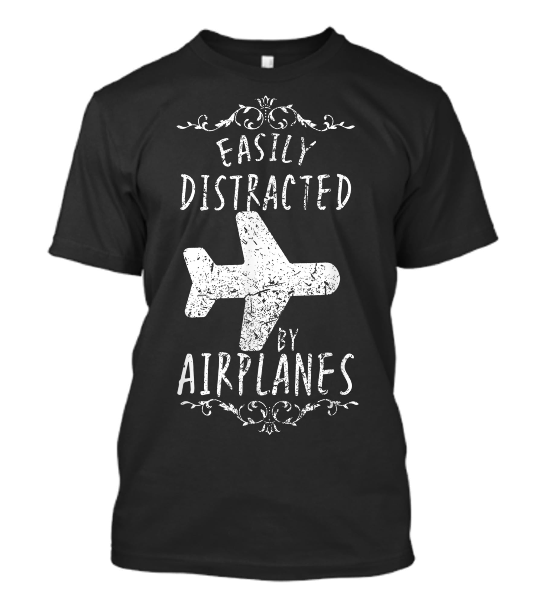 Easily Distracted By Airplanes Pilot Humor F1 T-Shirt