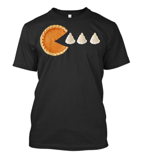 Pumpkin Piece Thanksgiving Day Video Game Pie Whipped Cream Chase T-Shirt