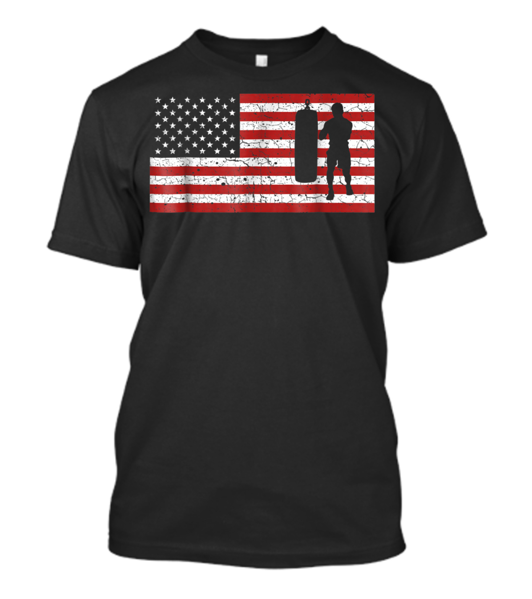 American Flag Boxing Silhouette Training T-Shirt
