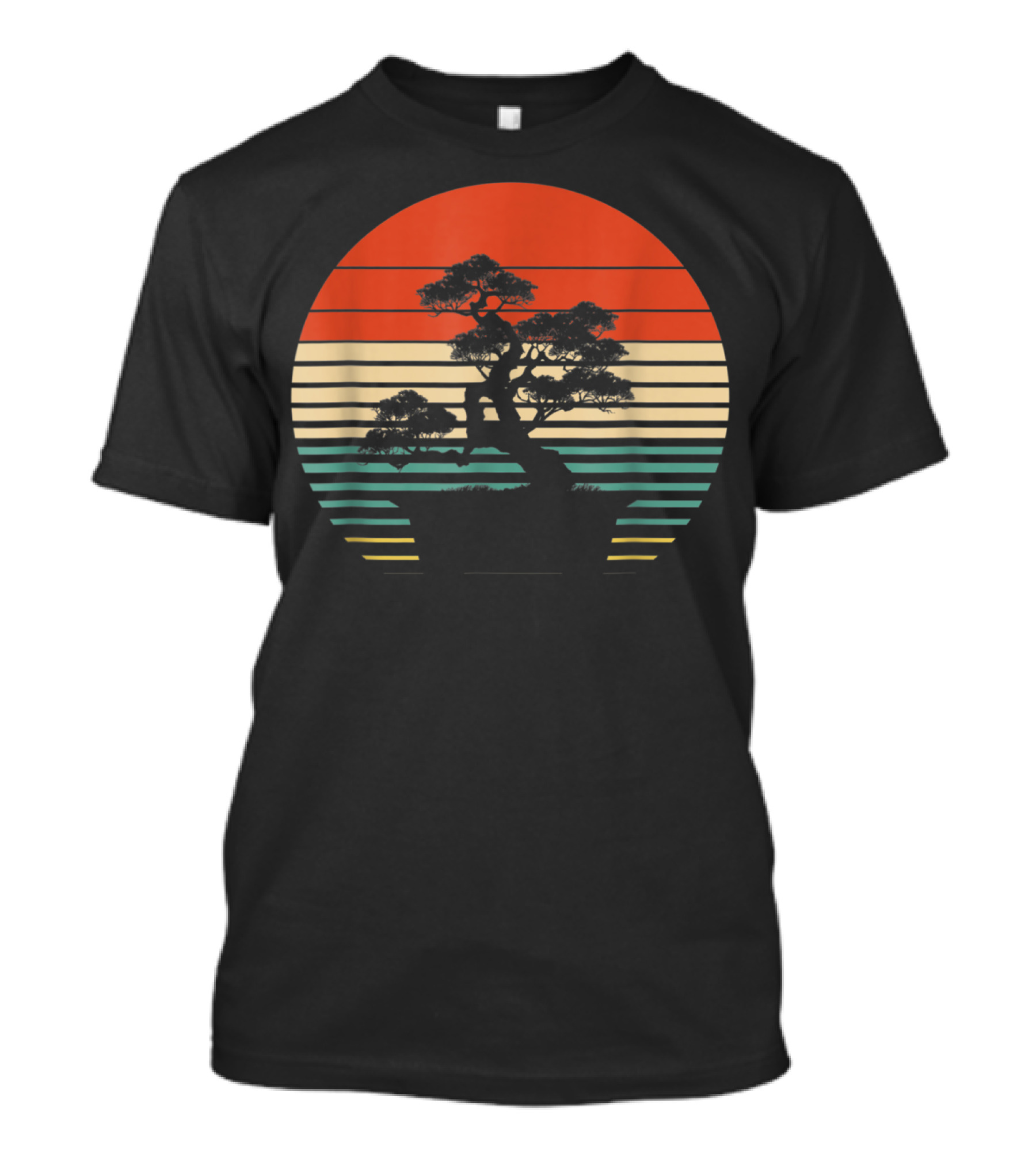 Bonsai Tree Japanese Retro Sunset T-Shirt