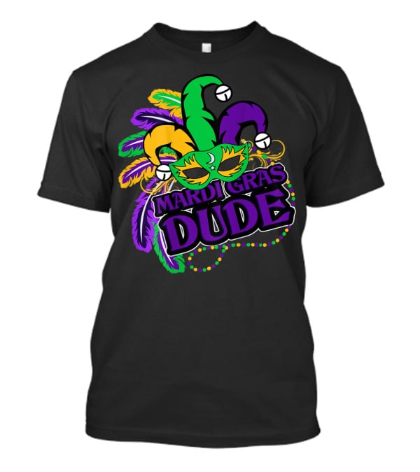 Mardi Gras Dude Kids Feather Mask Jester Hat Purple T-Shirt