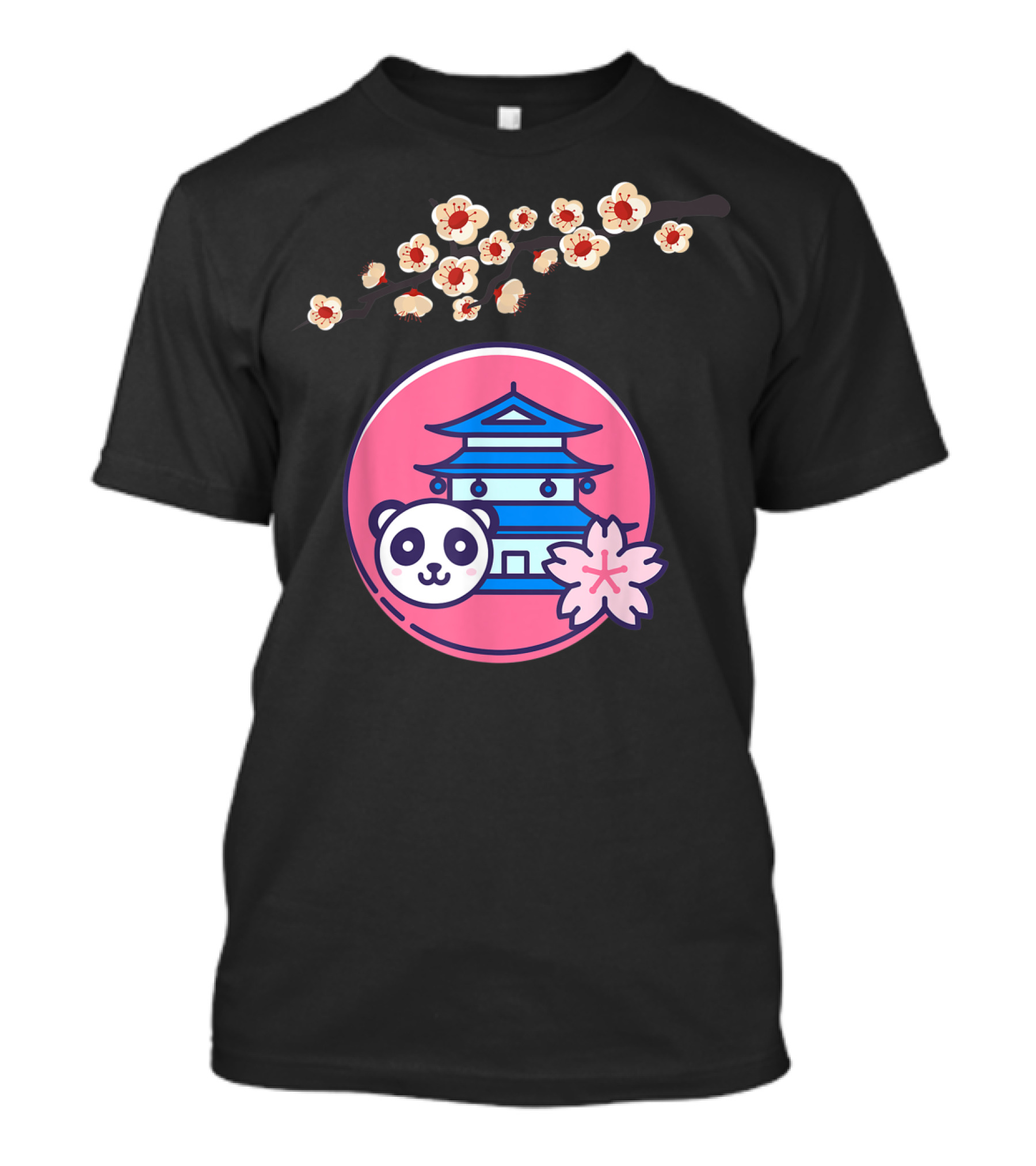 Cherry Blossom Festival Sakura Flower Japanese Panda Pagoda T-Shirt