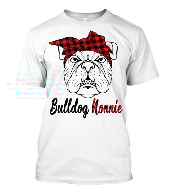 Bulldog Nonnie Plaid Red Bandana Costume T-Shirt
