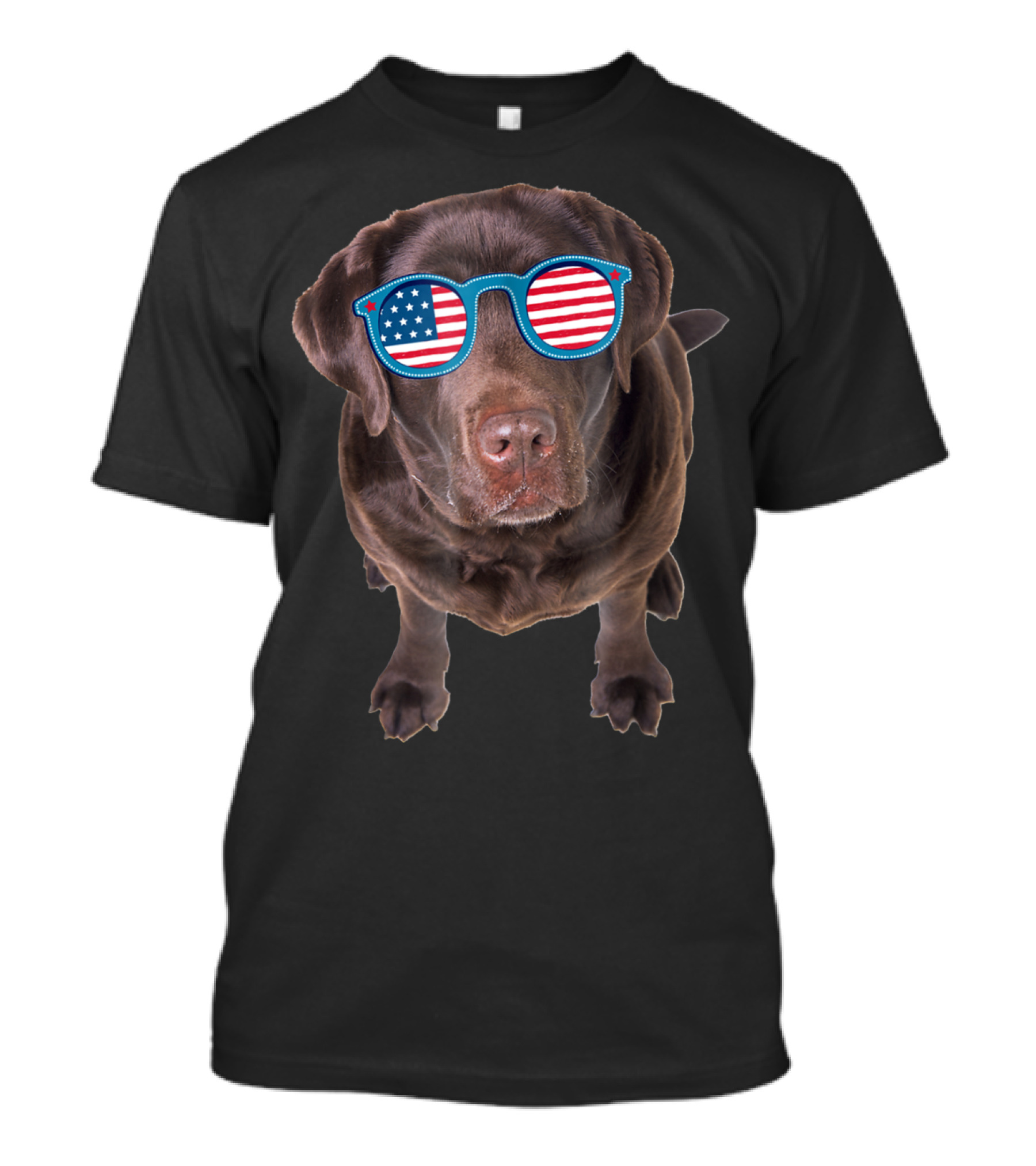 Funny Chocolate Lab Wearing American Flag Sunglasses T-Shirt