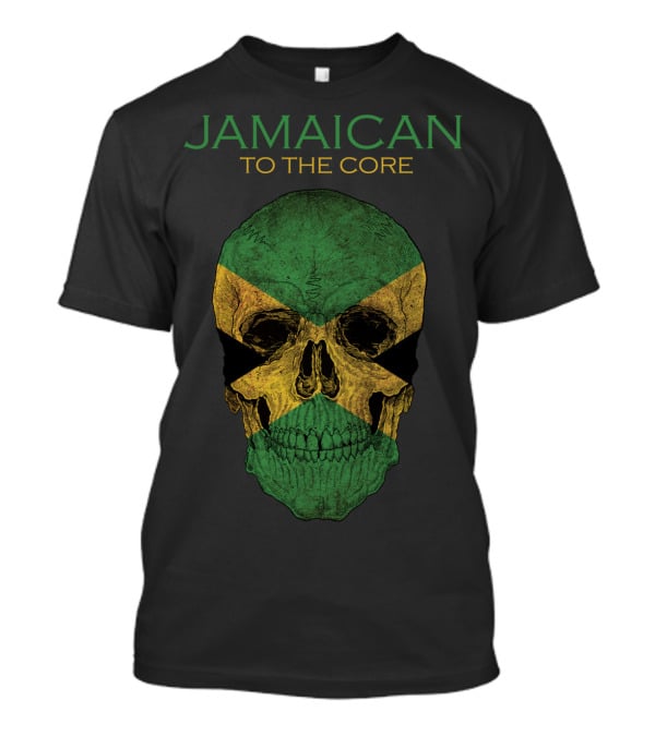 Jamaican To The Core Skull Jamaica Flag T-Shirt