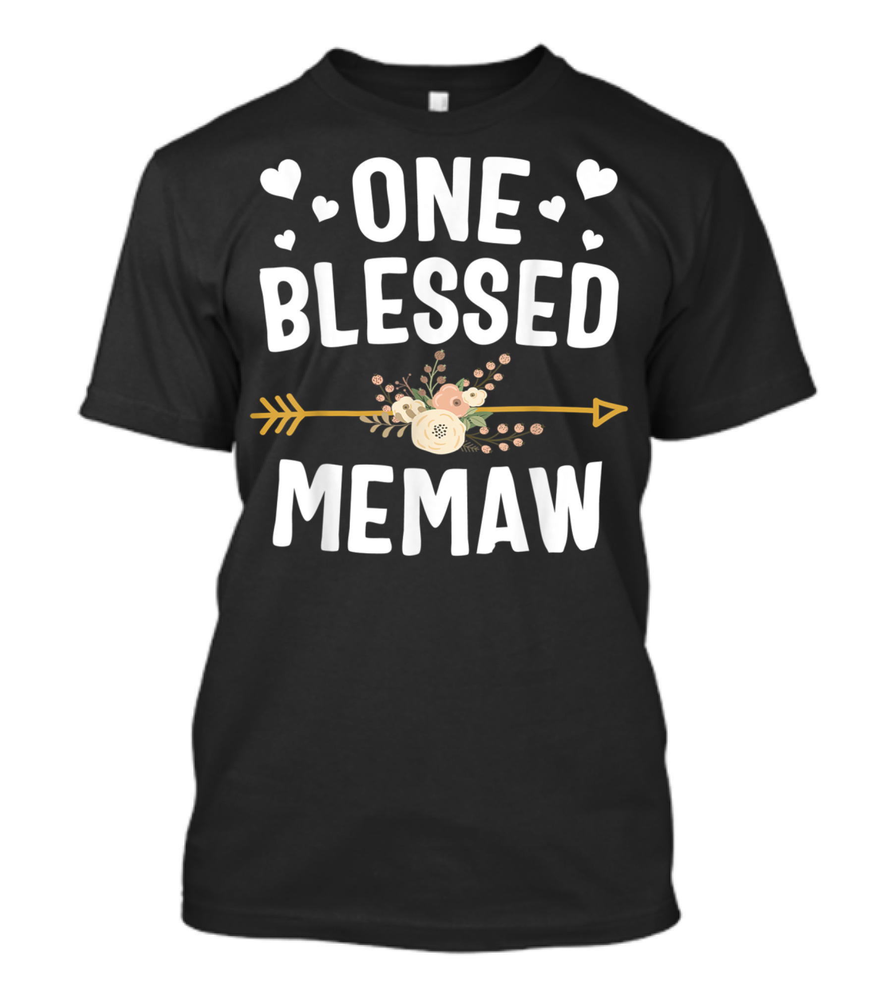 ONE BLESSED MEMAW Heart Arrow Flower T-Shirt