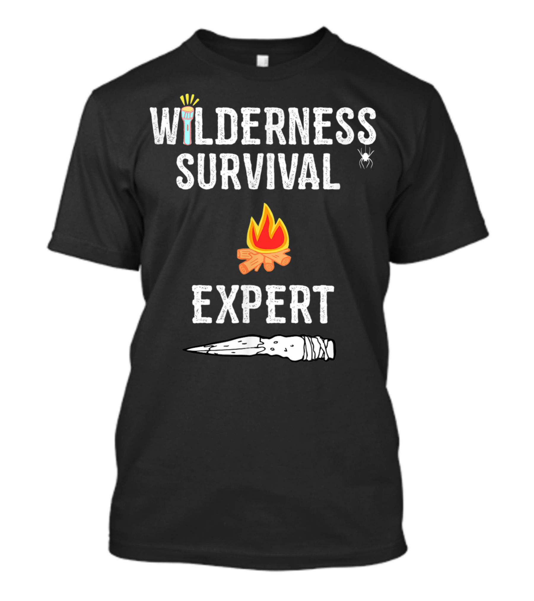 Wilderness Survival Expert Fire Torch And Spear Icons T-Shirt