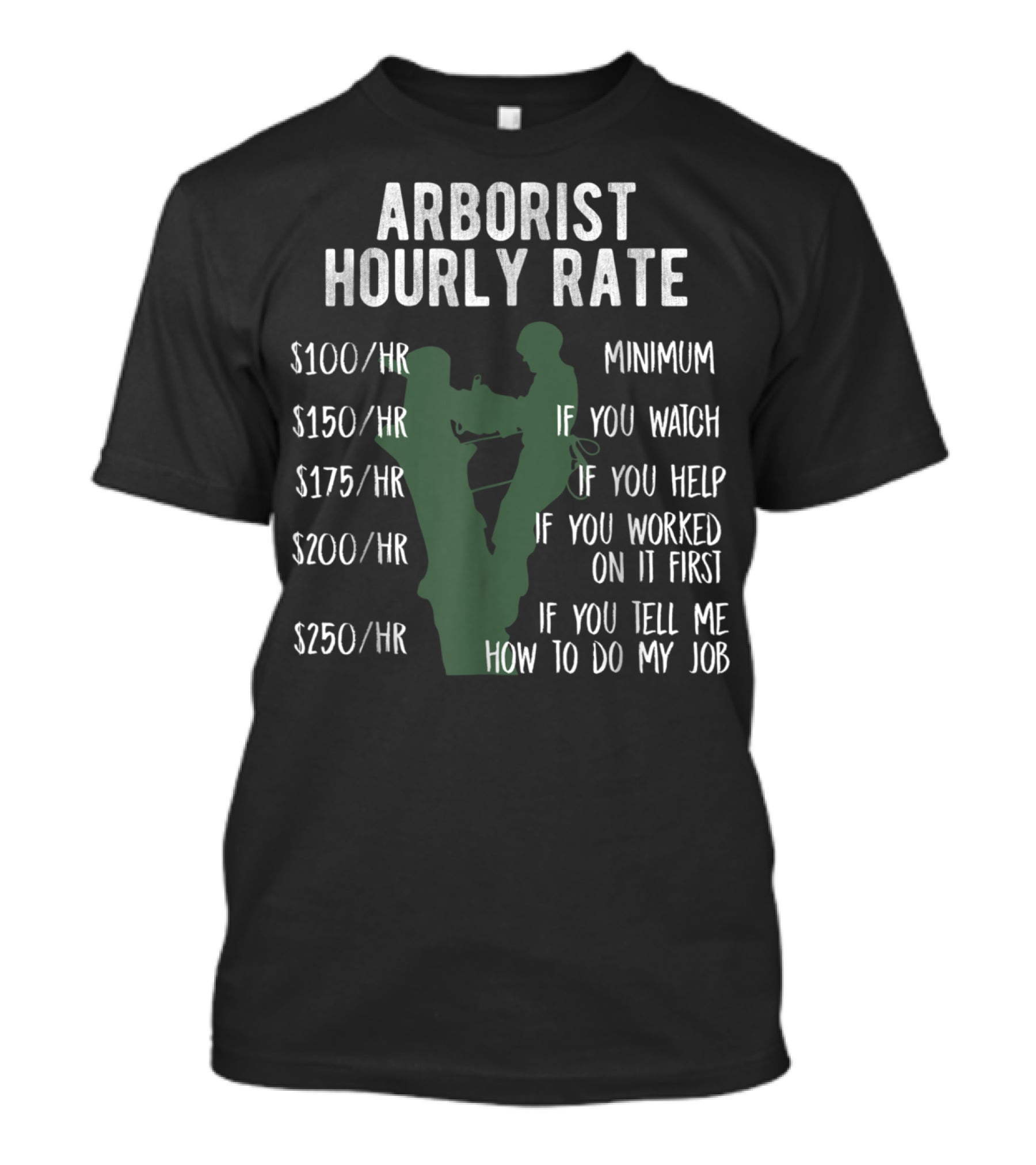 Arborist Hourly Rate Minimum Watch Help Worked Job T-Shirt