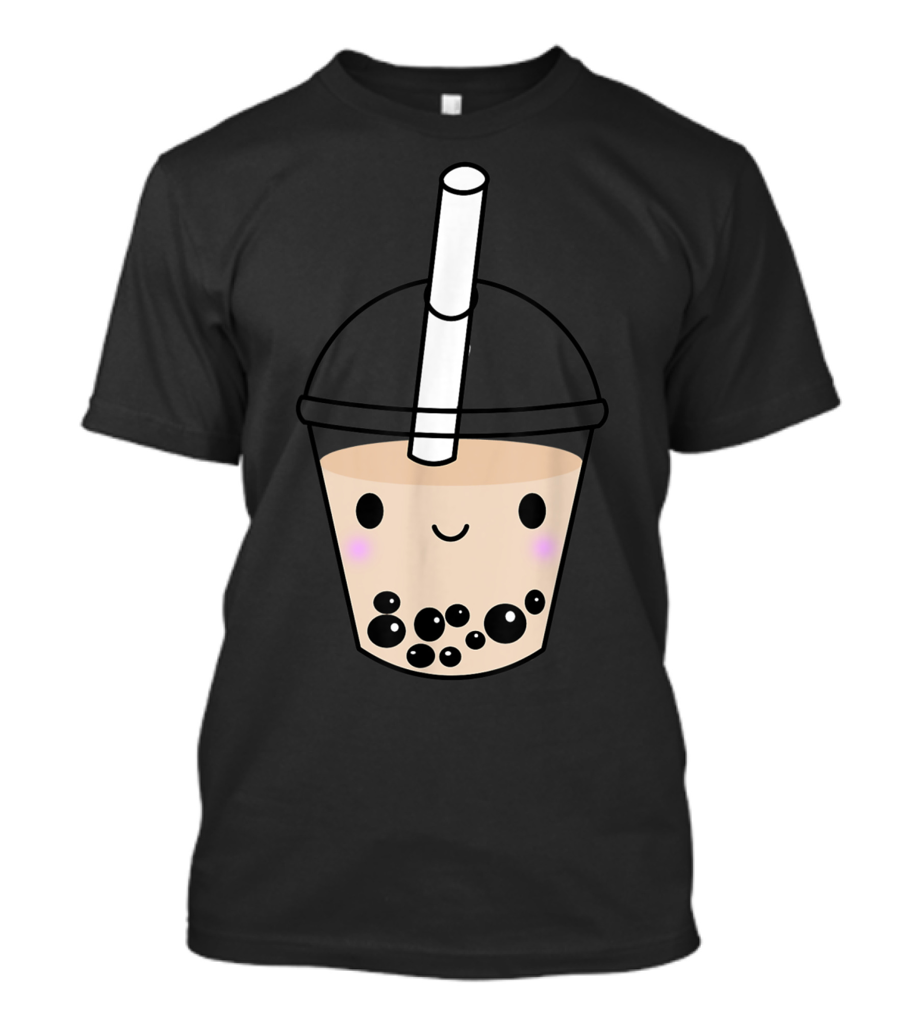 Cute Kawaii Boba Milk Tea Lover With Smiling Bubble Face T-Shirt