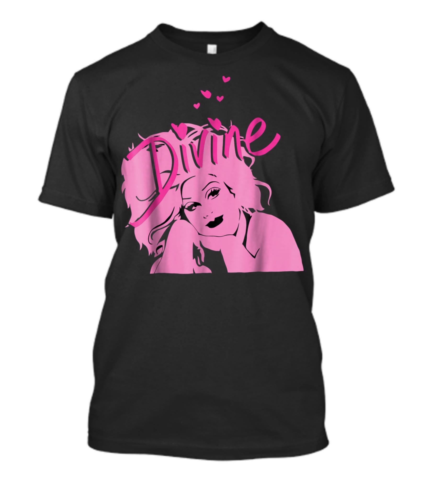 DIVINE John Waters Female Trouble Pink Portrait With Hearts T-Shirt
