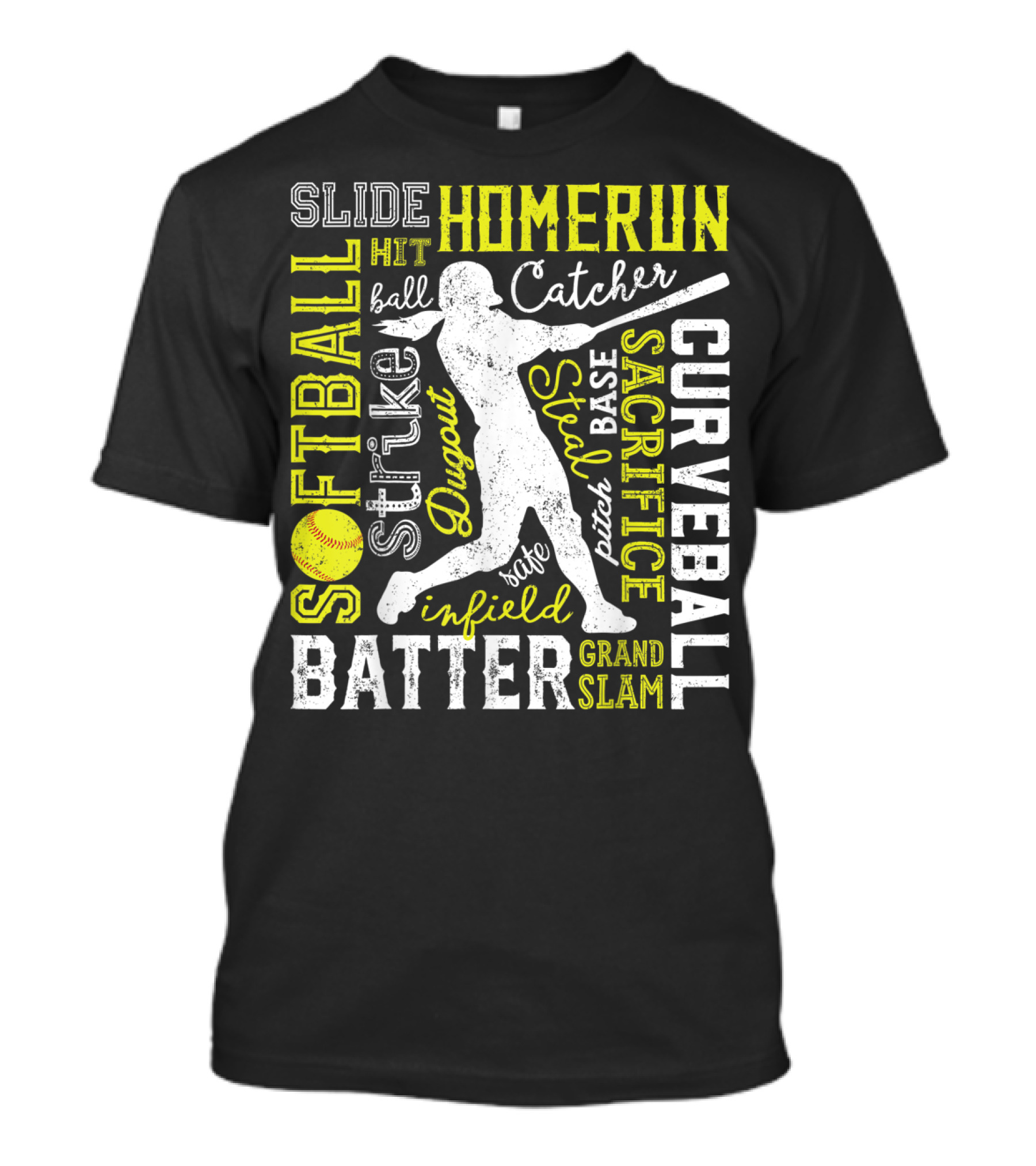 Softball Batter Pitch Homerun Curveball Slide Catcher Strike Grand Slam T-Shirt