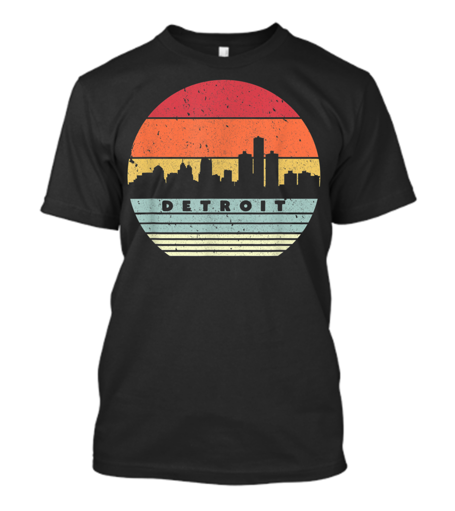 Detroit Skyline Retro Souvenir USA T-Shirt