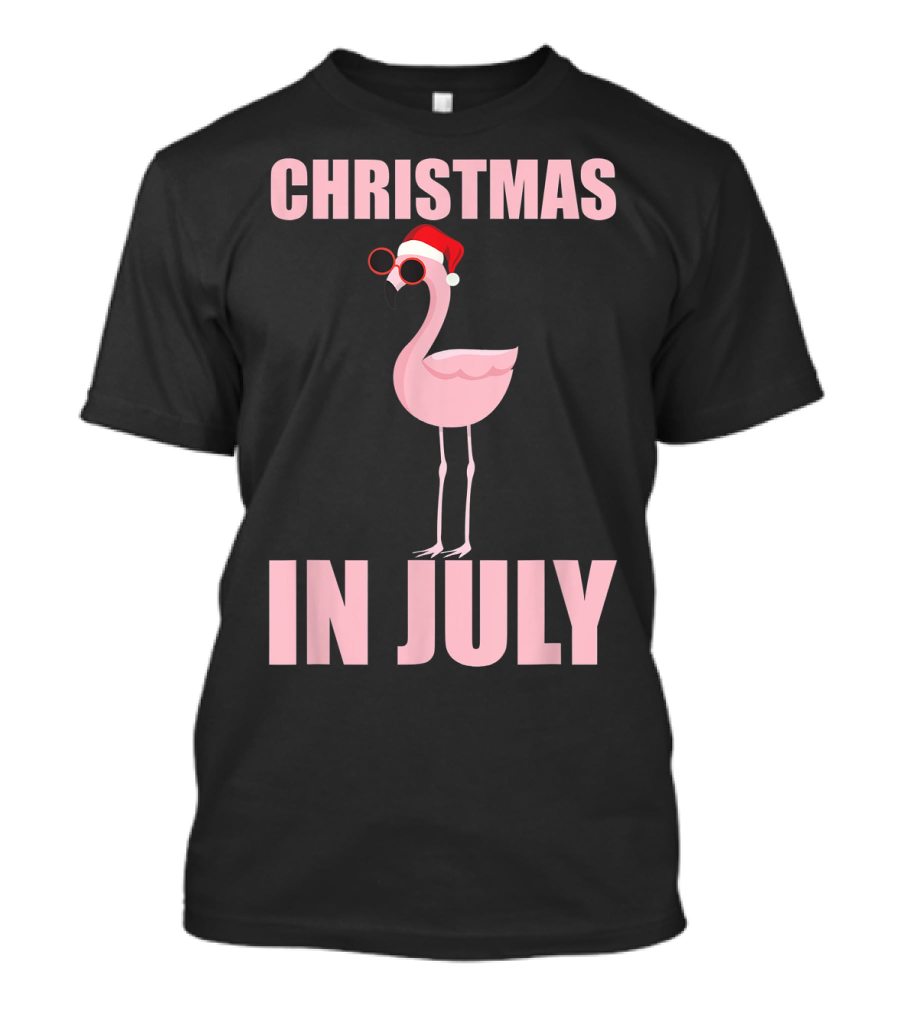 Christmas In July Funny Flamingo In Santa Hat T-Shirt