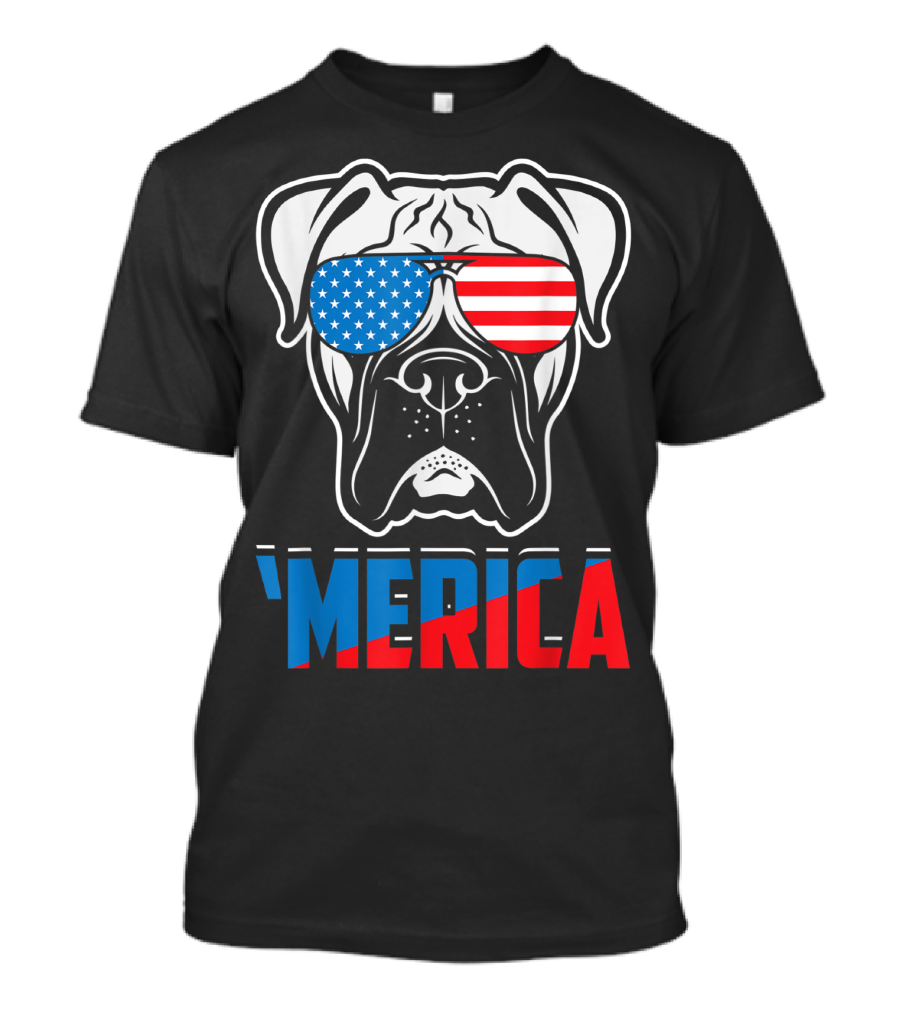 Boxer Dog In American Flag Sunglasses 'Merica Patriot T-Shirt
