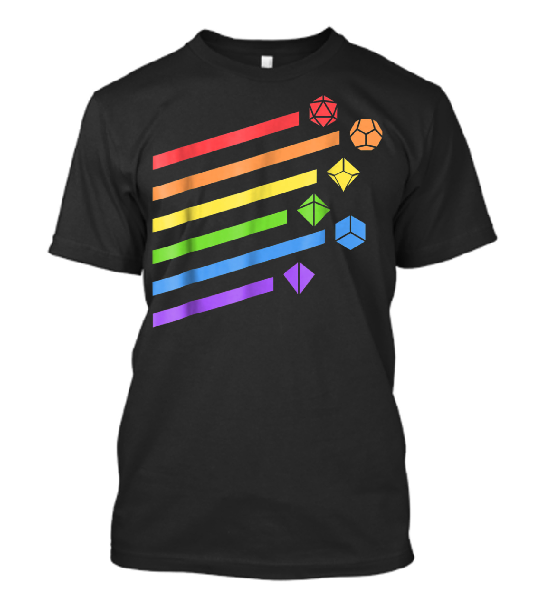 Polyhedral Dice Set Rainbow Colors Minimalist T-Shirt