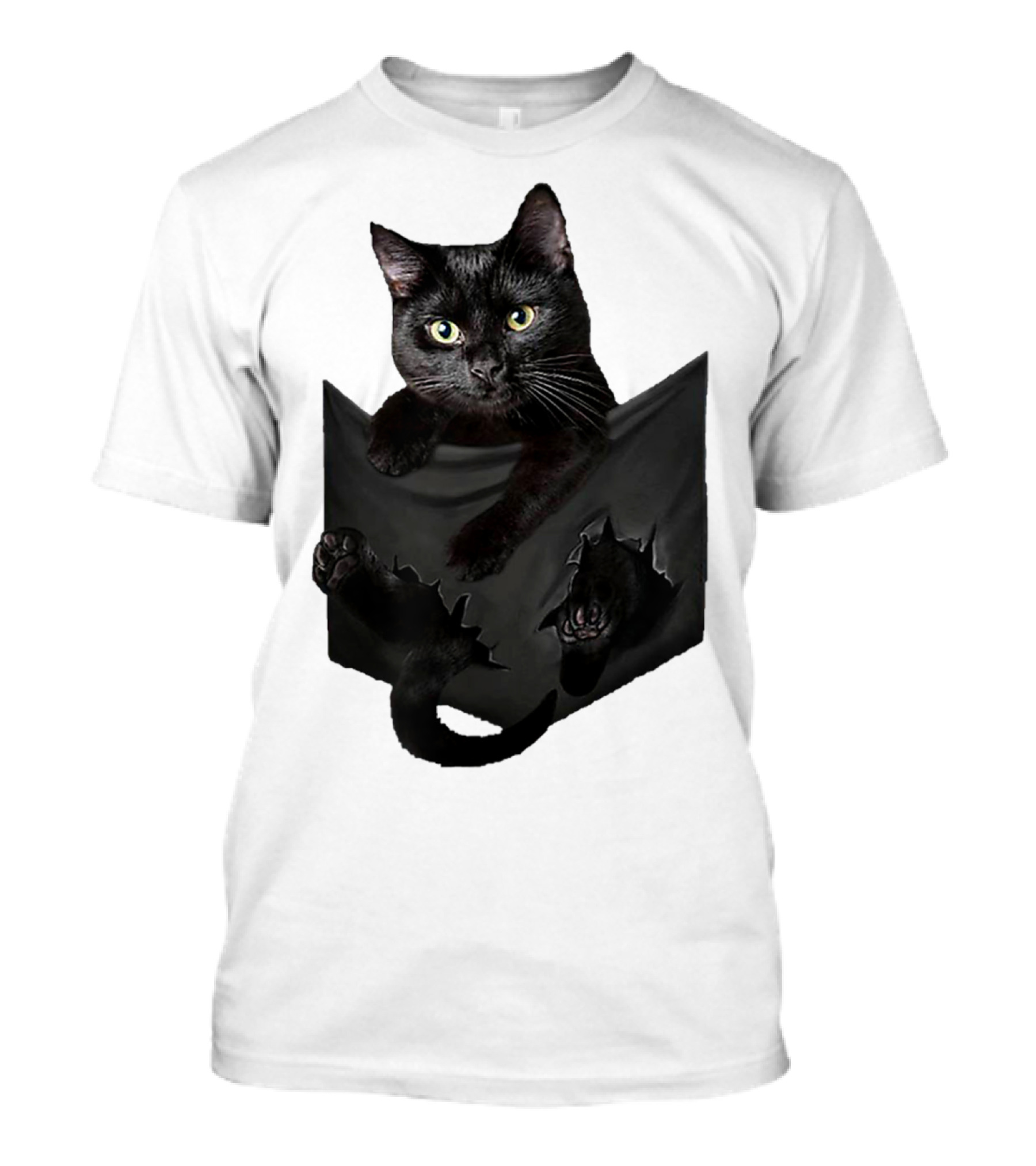 Cat In Pocket Black Cat Inside Pocket Bac Playful T-Shirt