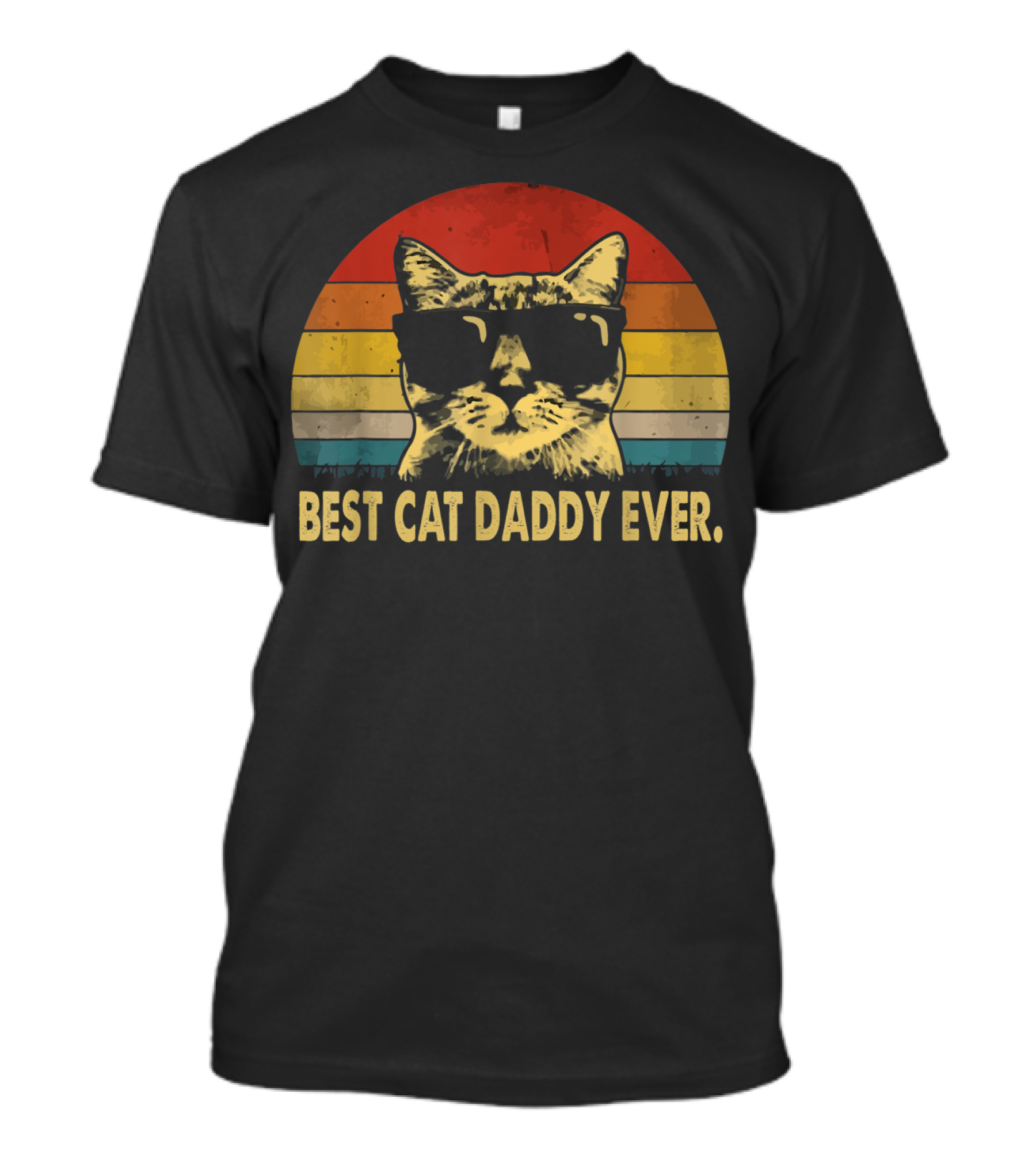 Best Cat Daddy Ever Vintage Sunglasses Cat Retro Stripes T-Shirt