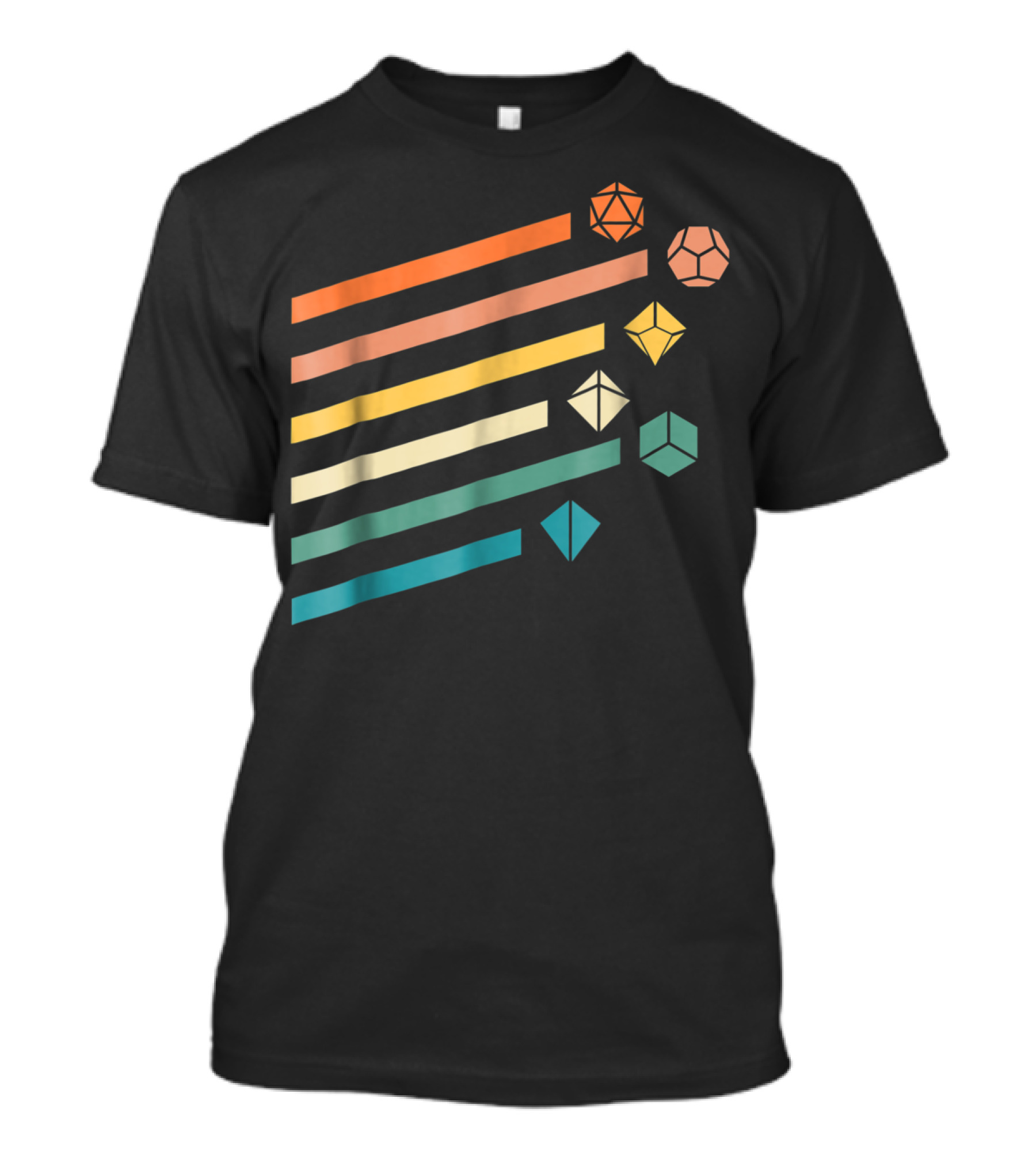 Minimalist Polyhedral Dice Set Colors Retro Stripes T-Shirt