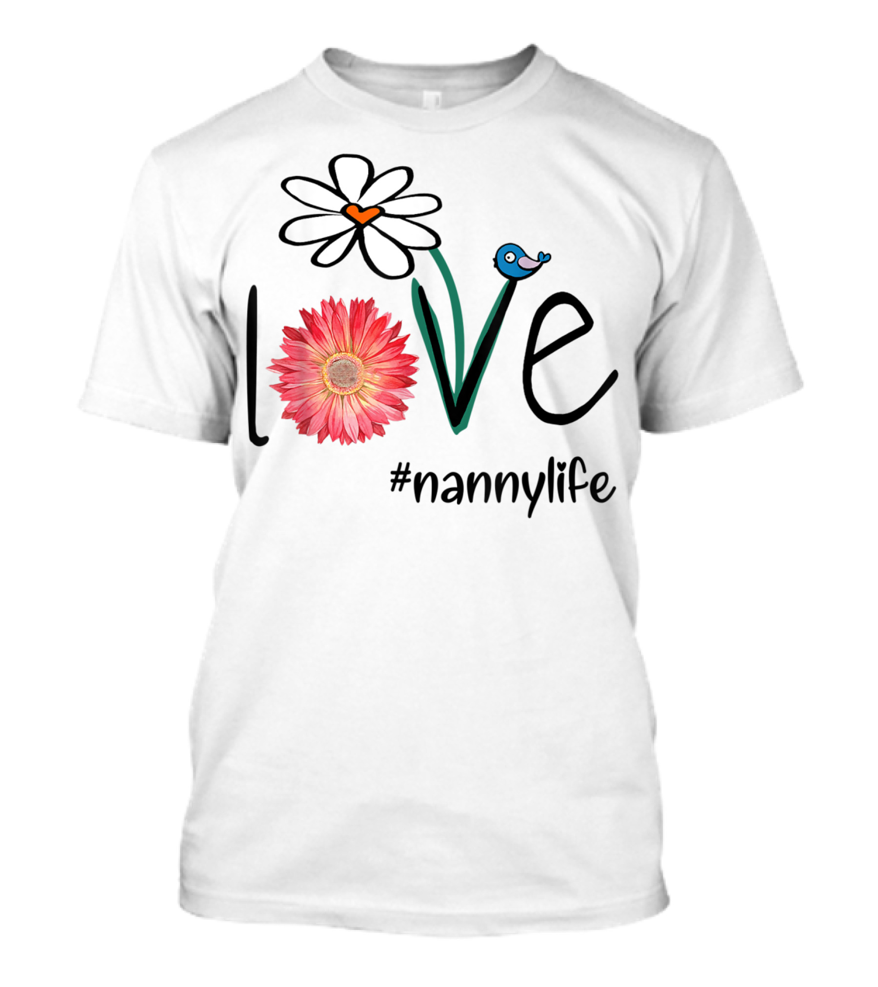 Love Floral Heart Mom Nanny Life #mimilife T-Shirt