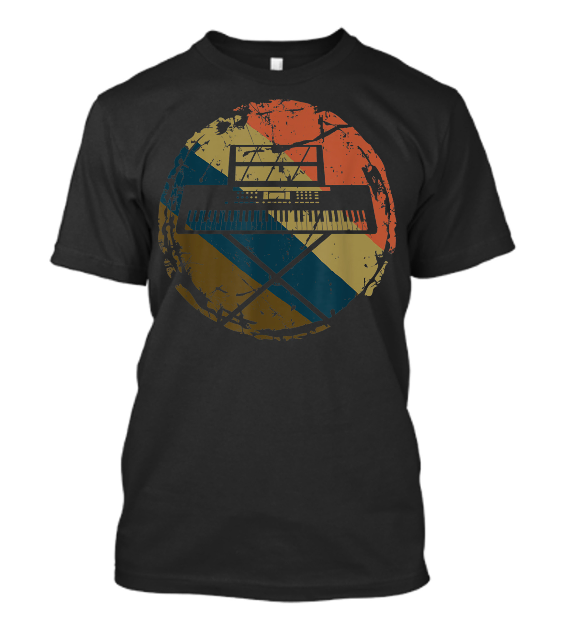 Retro Vintage Keyboard Piano Player Music Pianist Circle T-Shirt