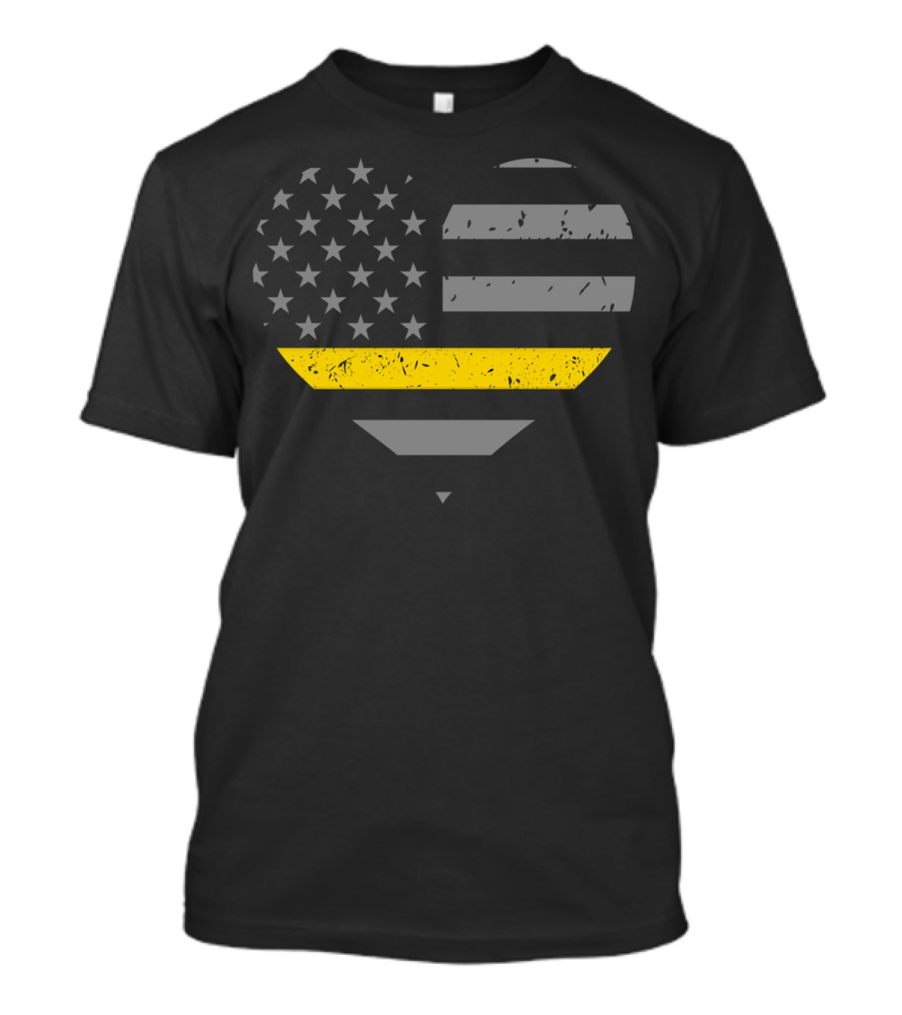 Thin Gold Line Heart American Flag Dispatcher T-Shirt