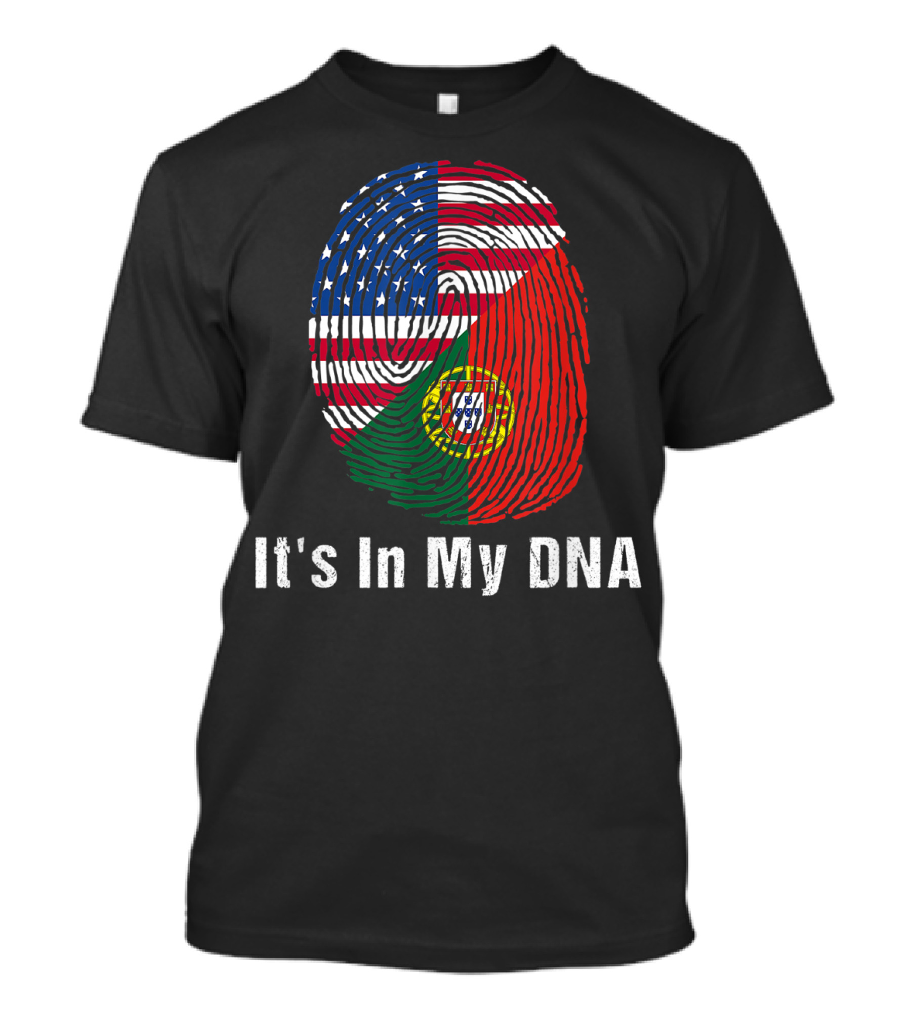 Portugal Flag USA Flag It's In My DNA Fingerprint T-Shirt