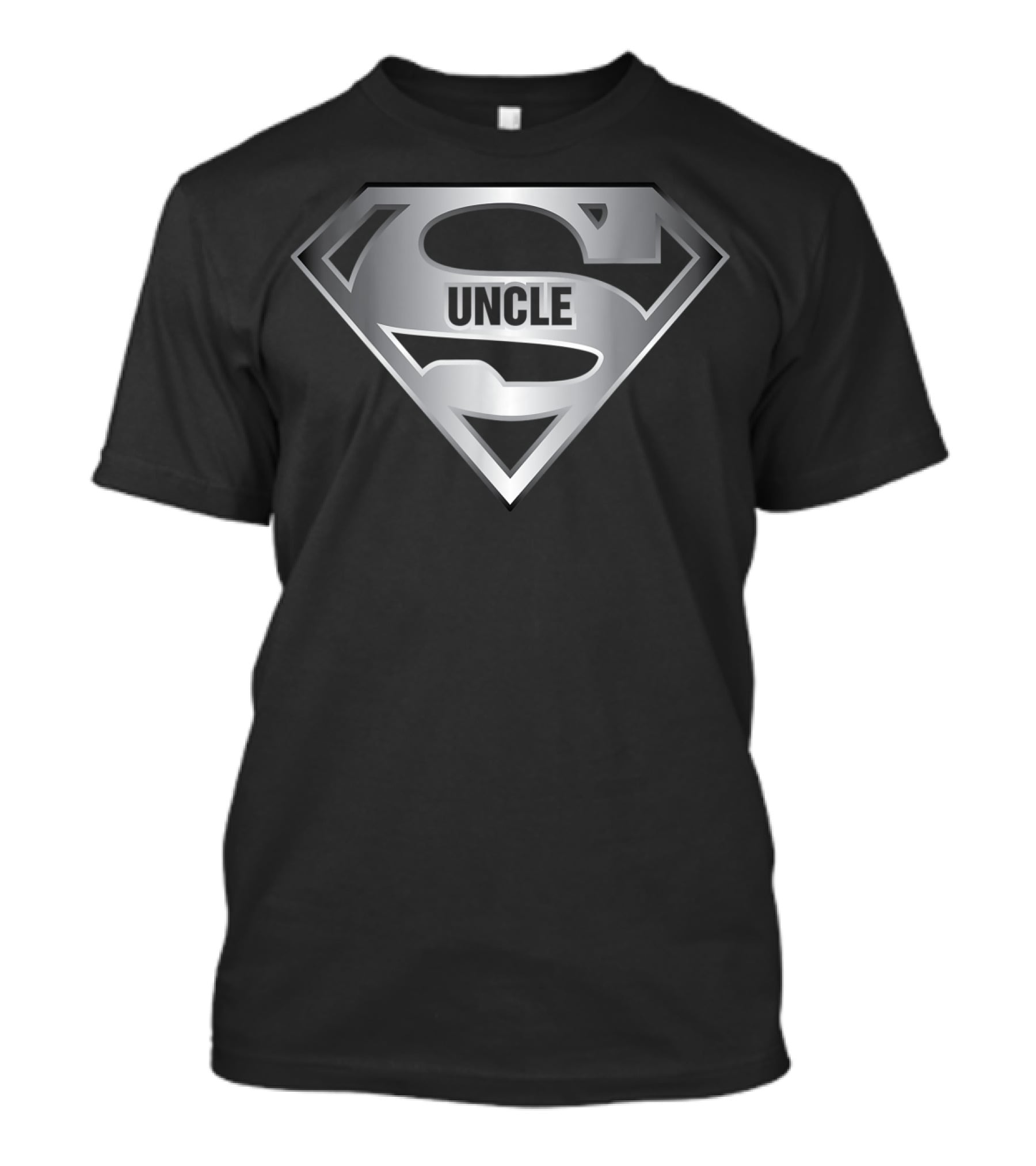 Uncle SuperHero Shield Emblem Silver S T-Shirt