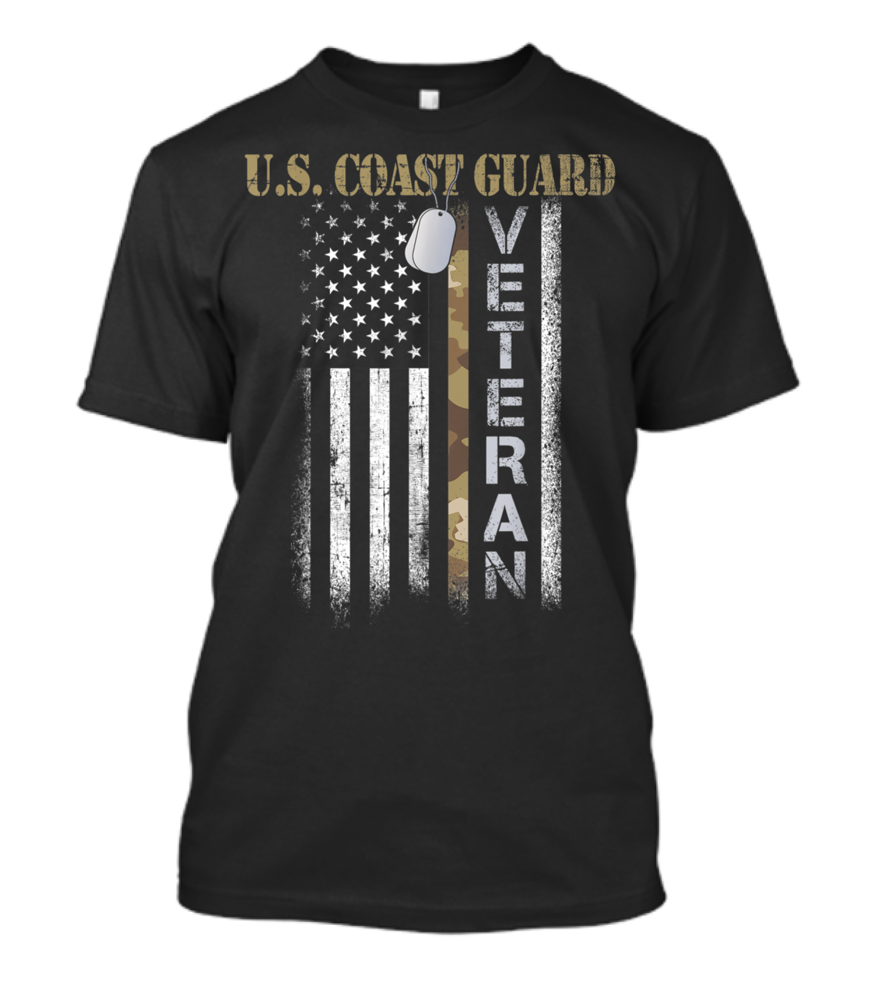 U.S. Coast Guard Veteran Vintage American Flag Camo T-Shirt