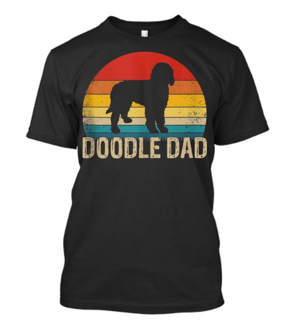 Vintage Goldendoodle Silhouette Doodle Dad Retro Sunset T-Shirt