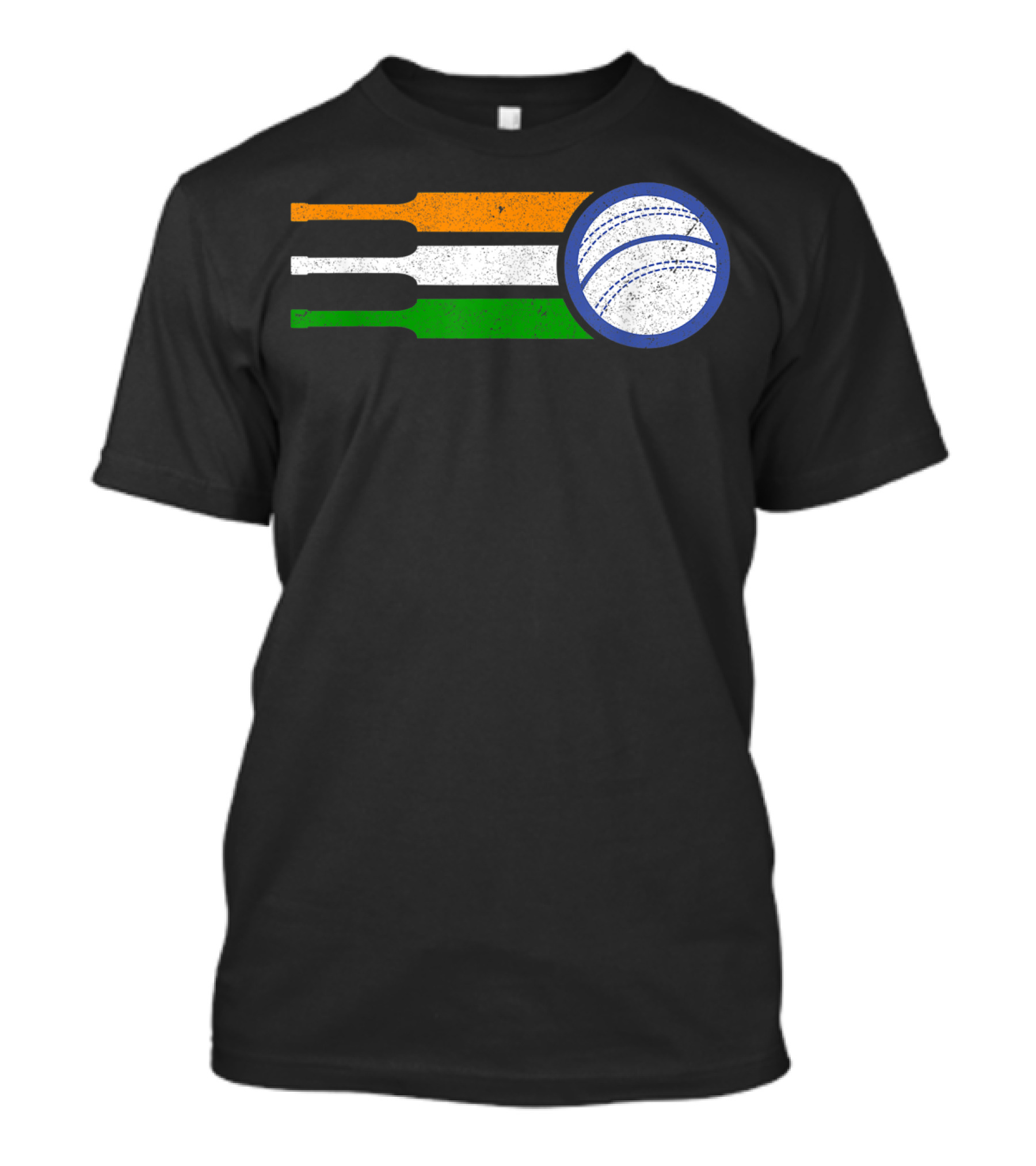 India Cricket Team Fan Flag With Cricket Ball And Tricolor T-Shirt